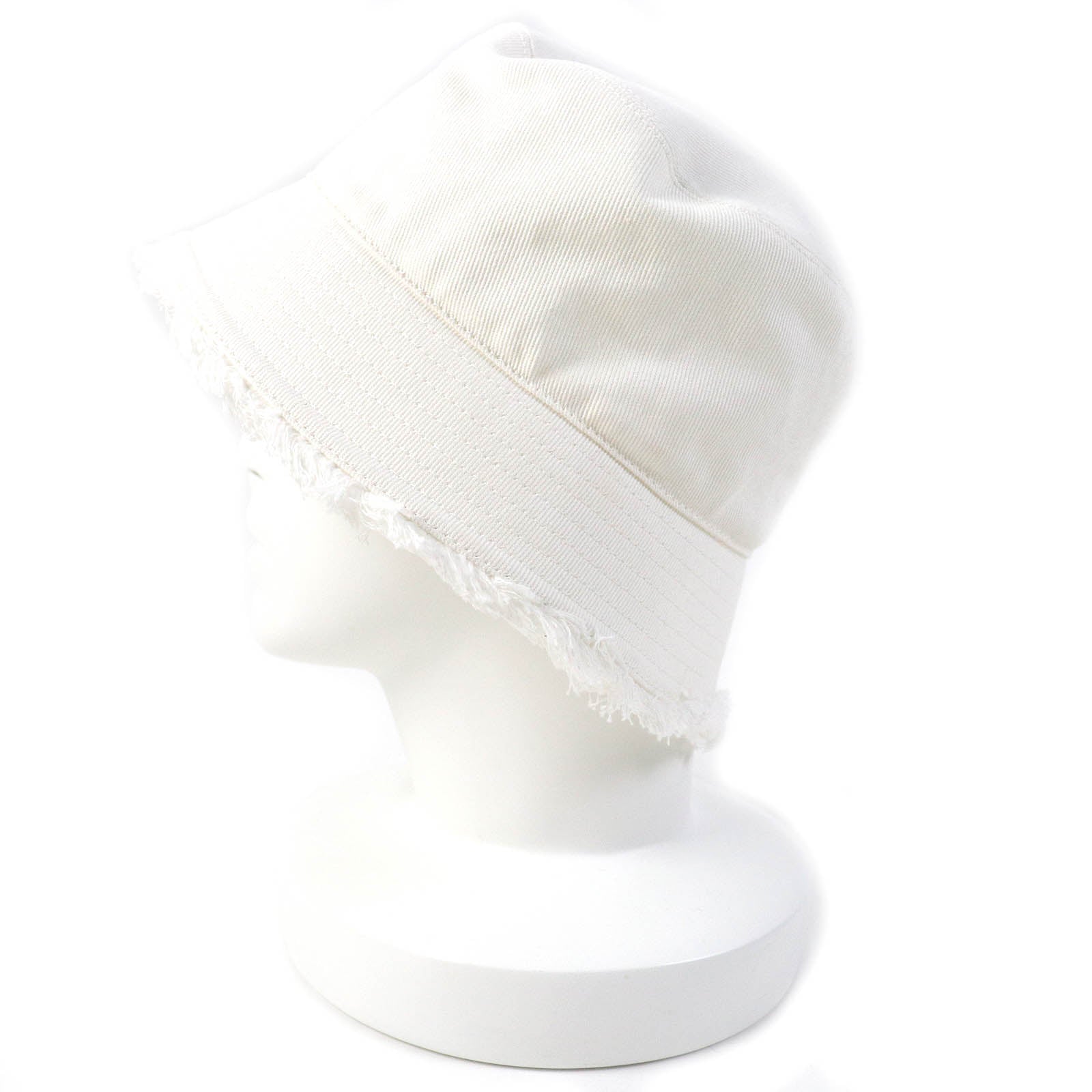 PRADA Cotton Drill Bucket Hat White M