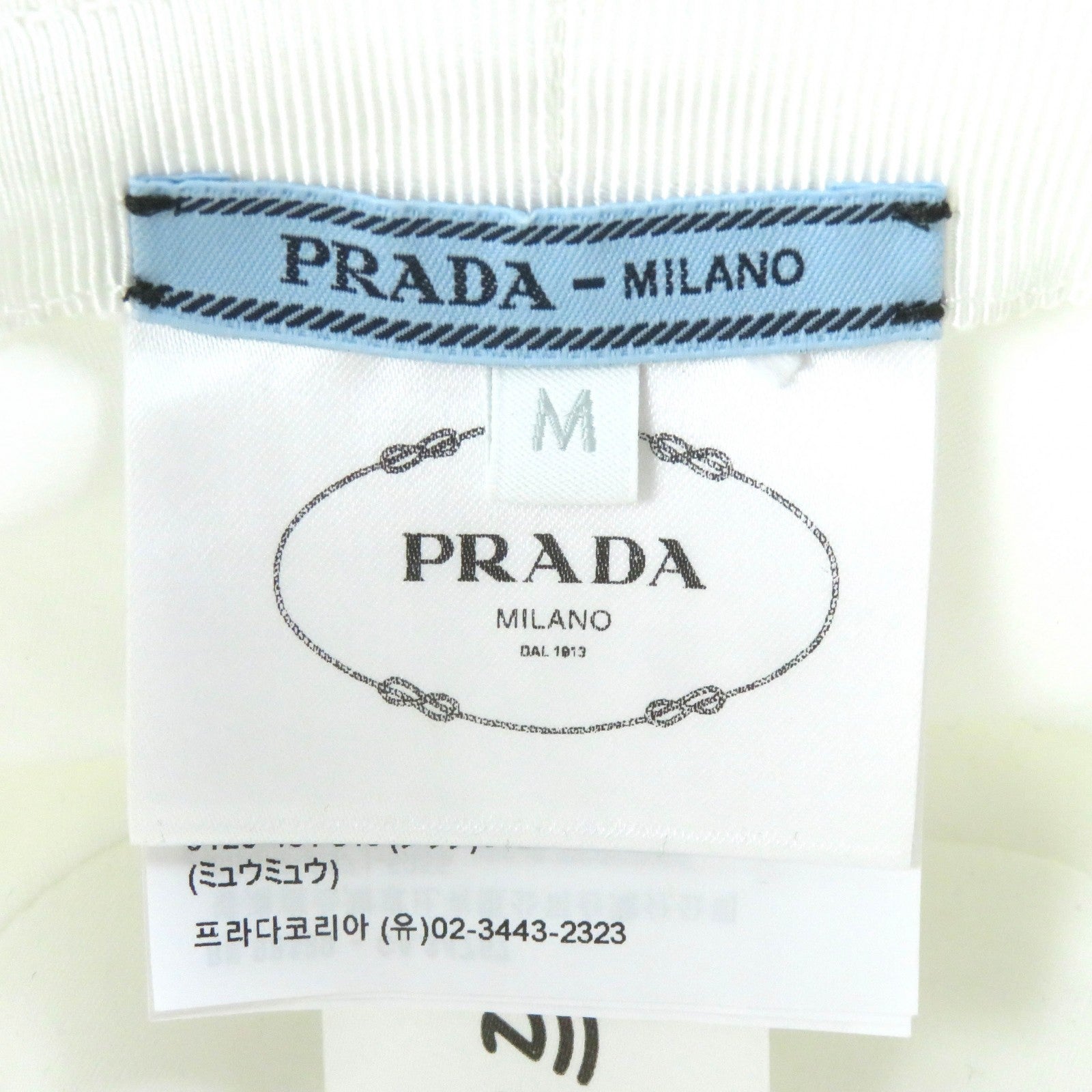 PRADA Cotton Drill Bucket Hat White M