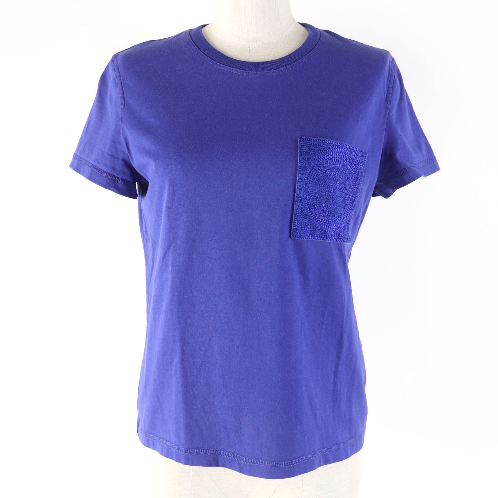 Hermes H Embroidered Pocket T-Shirt Blue 38