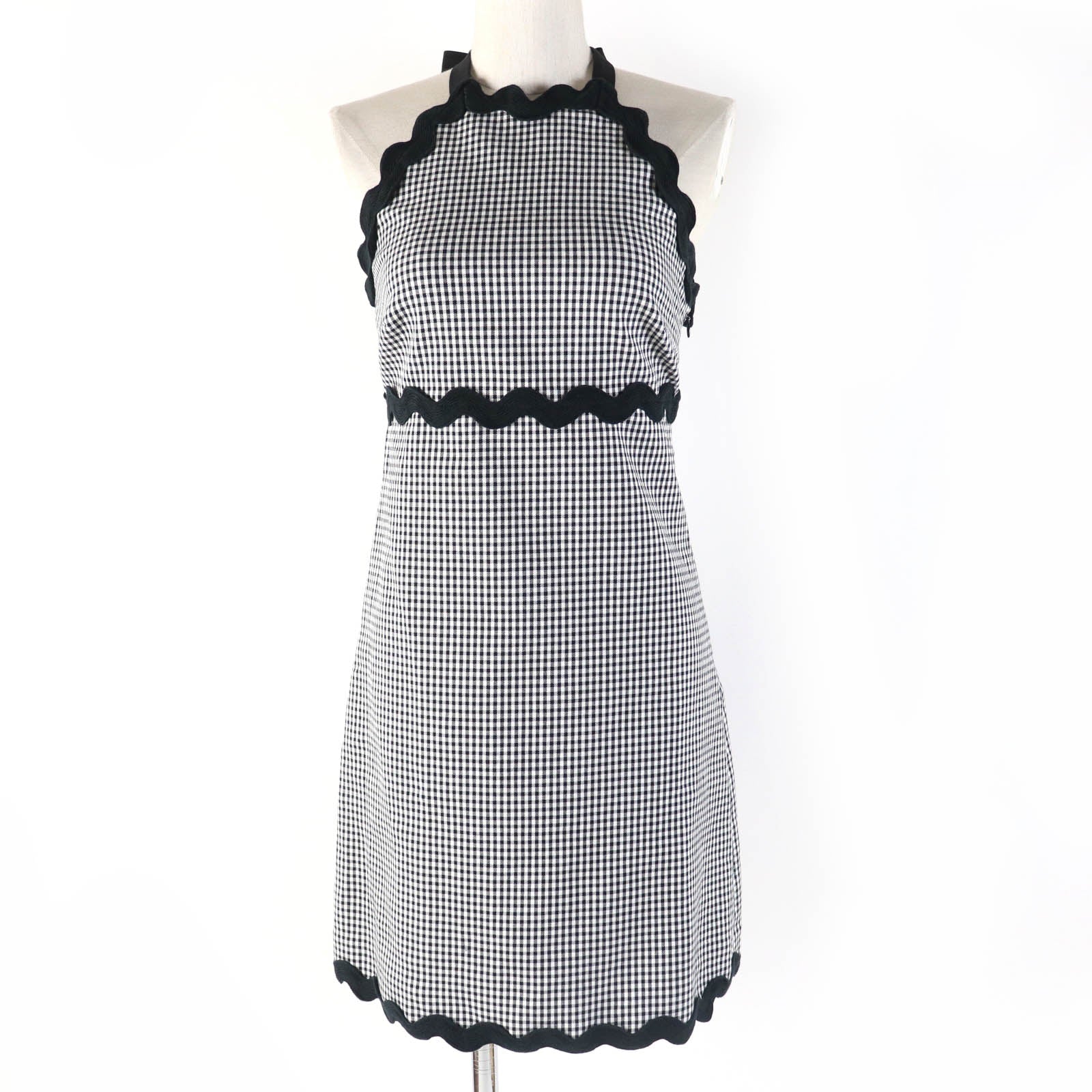 Miu Miu Gingham Check Halter Neck Dress