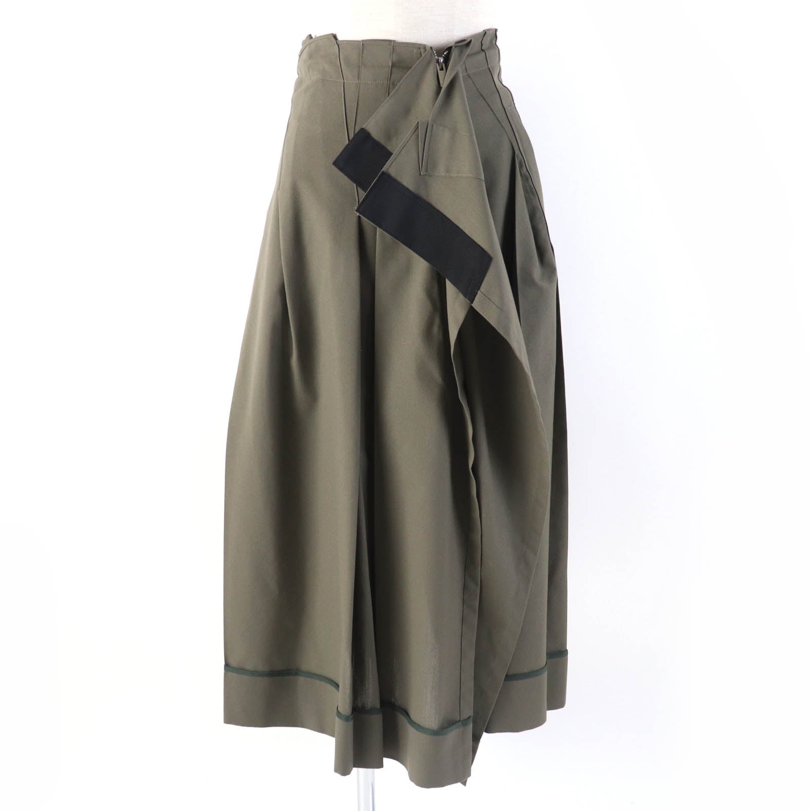 Sacai Polyester Wool Skirt Khaki Women