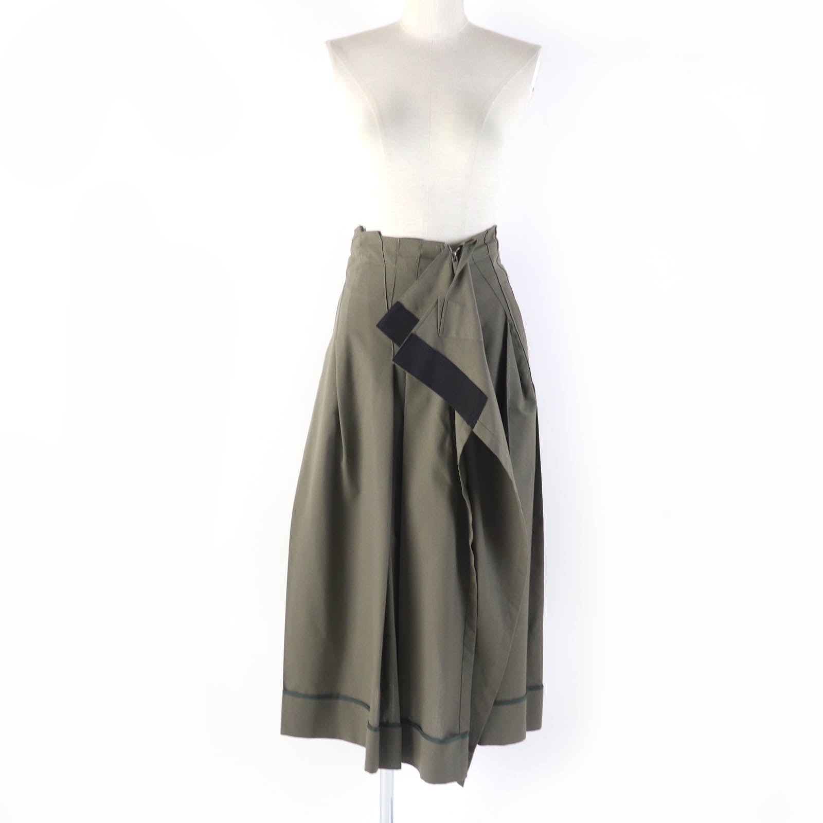 Sacai Polyester Wool Skirt Khaki Women