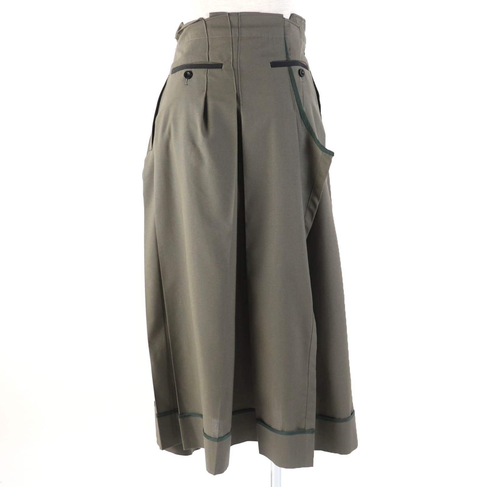 Sacai Polyester Wool Skirt Khaki Women