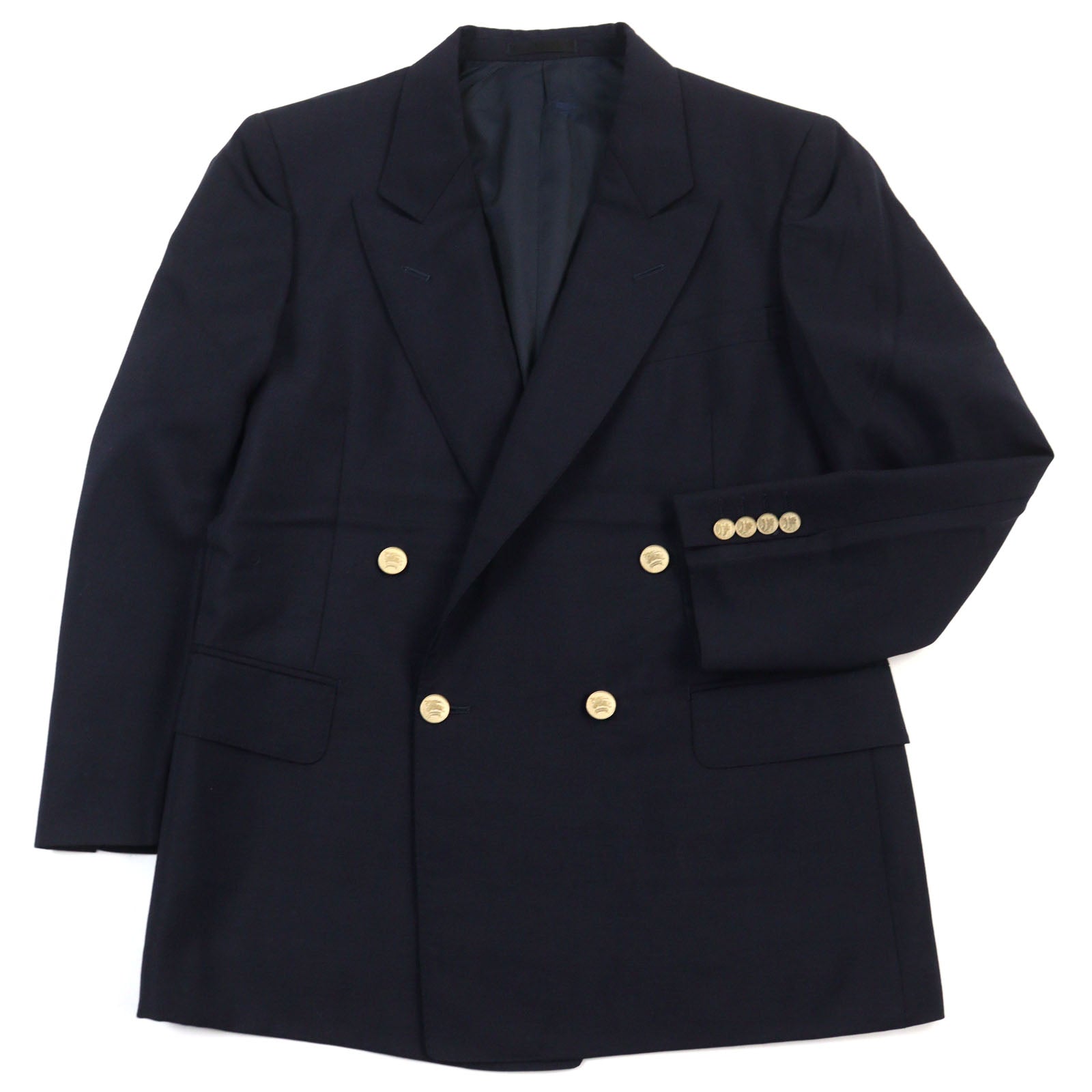 Burberry Vintage Wool Peaked Lapel Blazer Navy