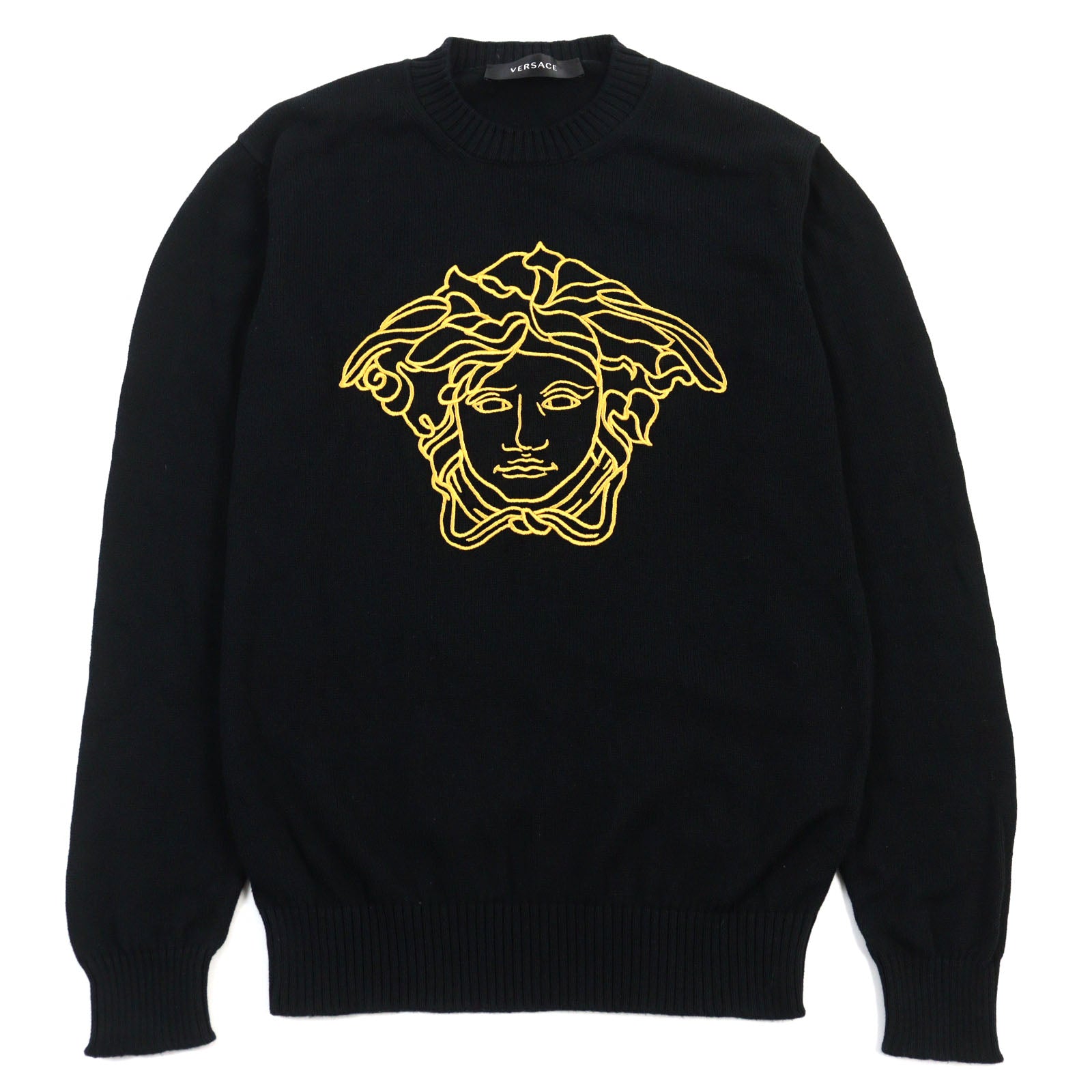 Versace Medusa Embroidery Knit Black Yellow