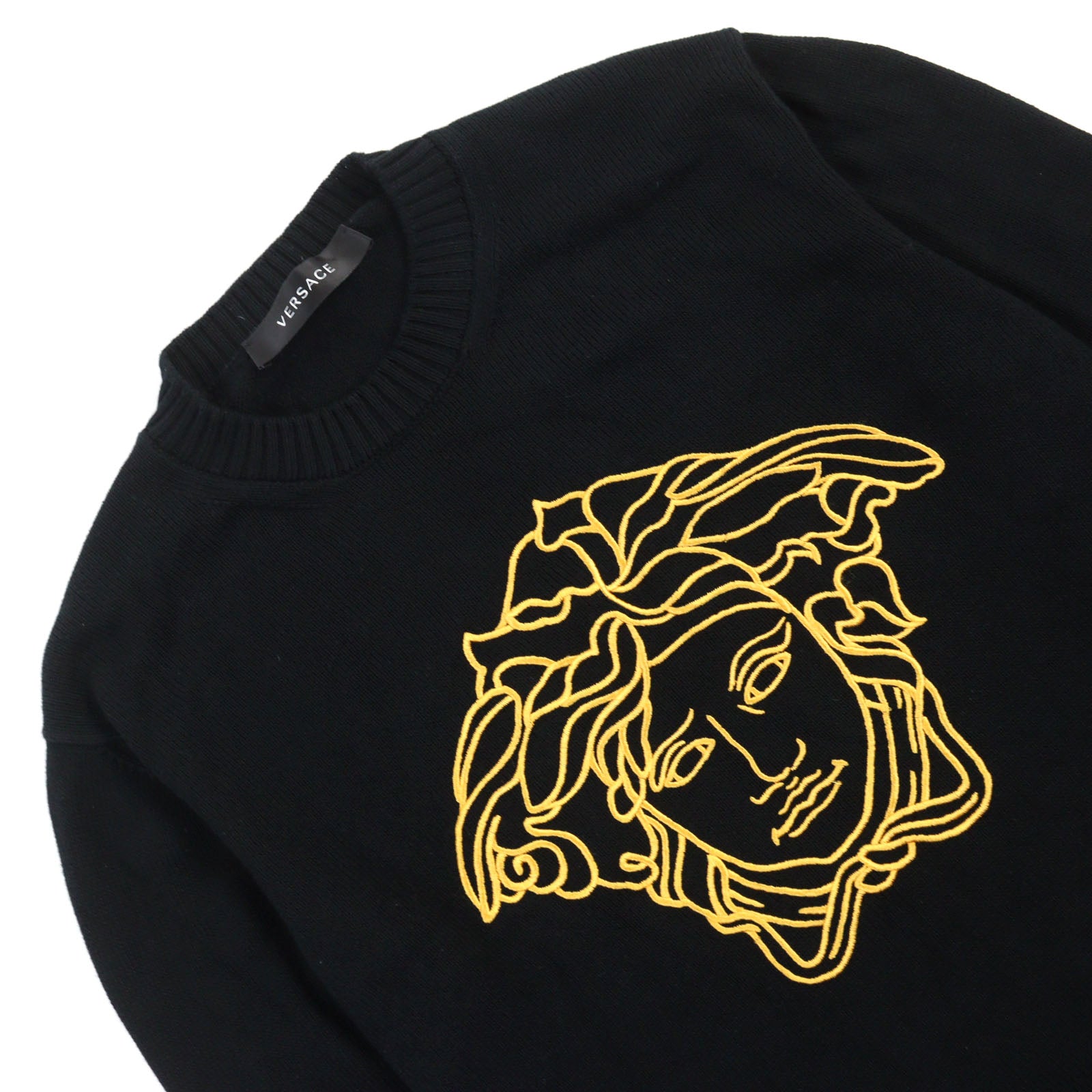 Versace Medusa Embroidery Knit Black Yellow