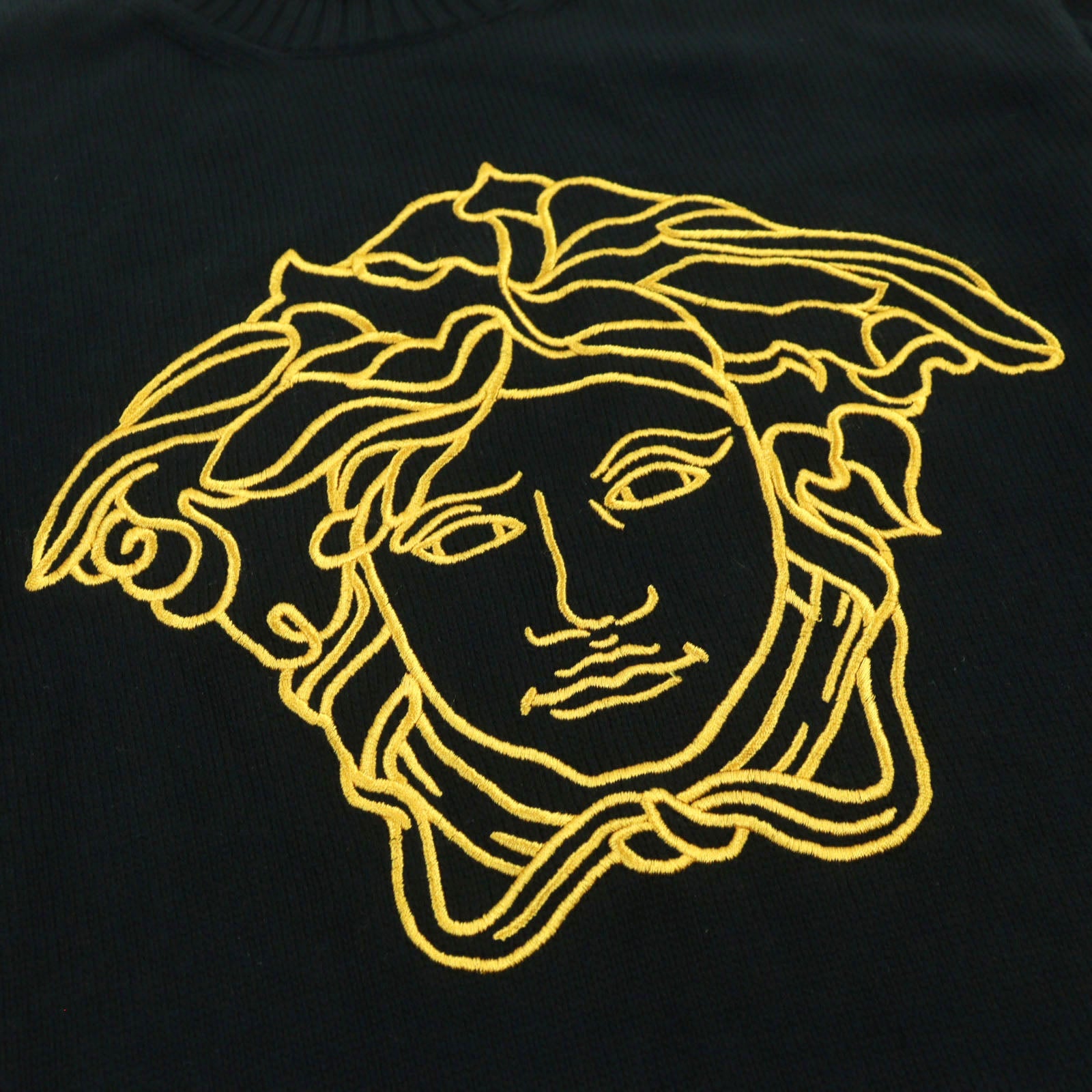 Versace Medusa Embroidery Knit Black Yellow