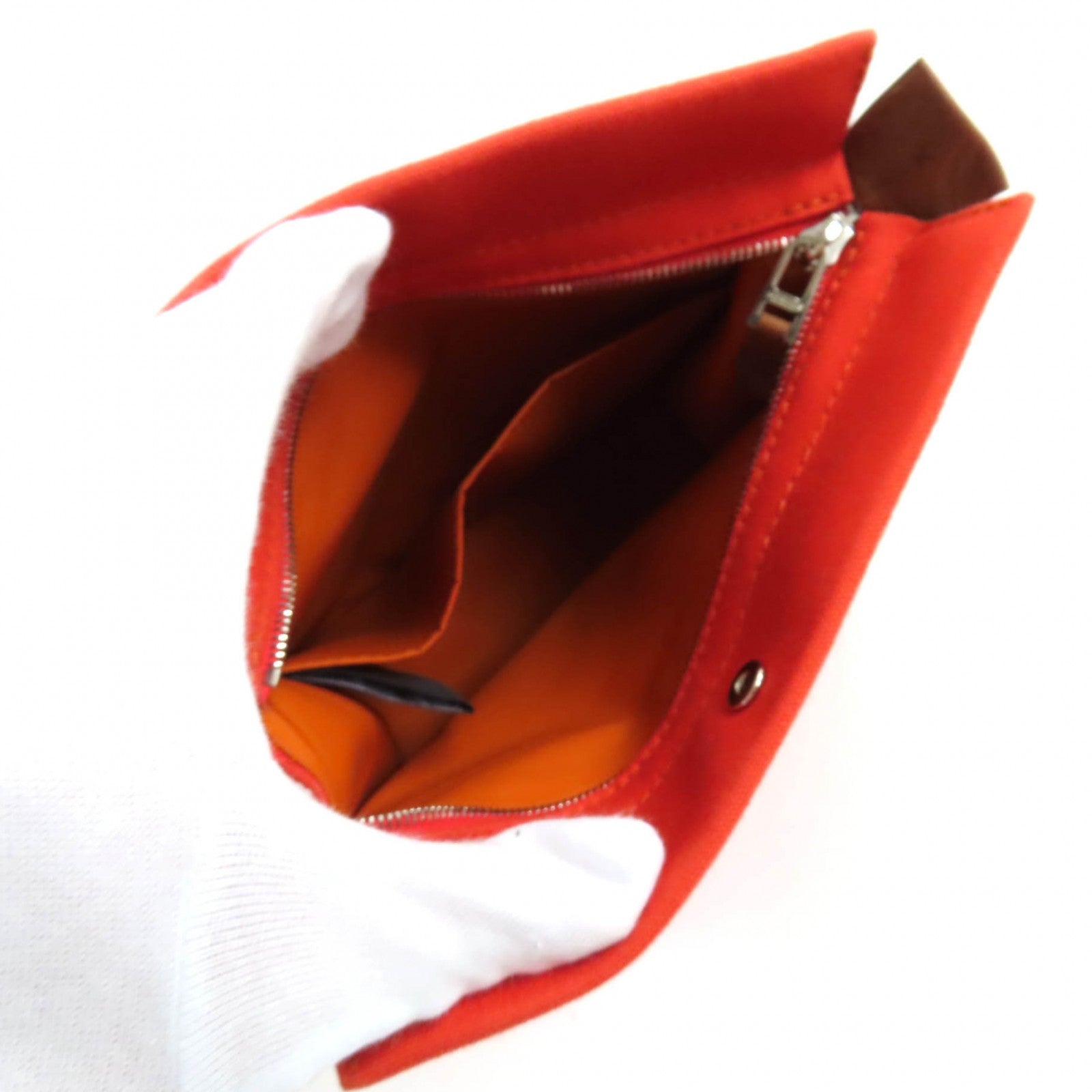 Hermes Leather Pouch Orange Camaille PM