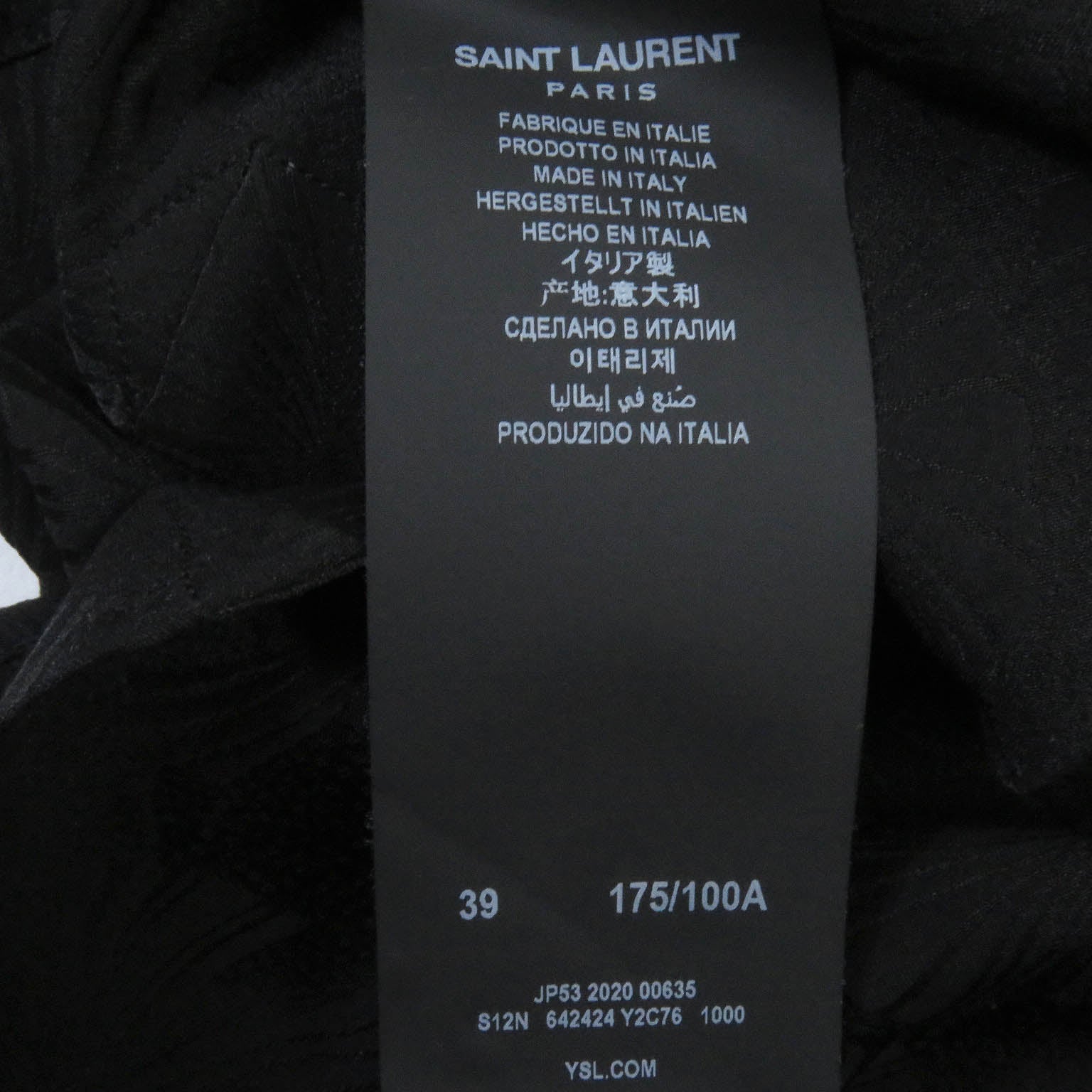 Saint Laurent Silk Band Collar Long Sleeve Shirt