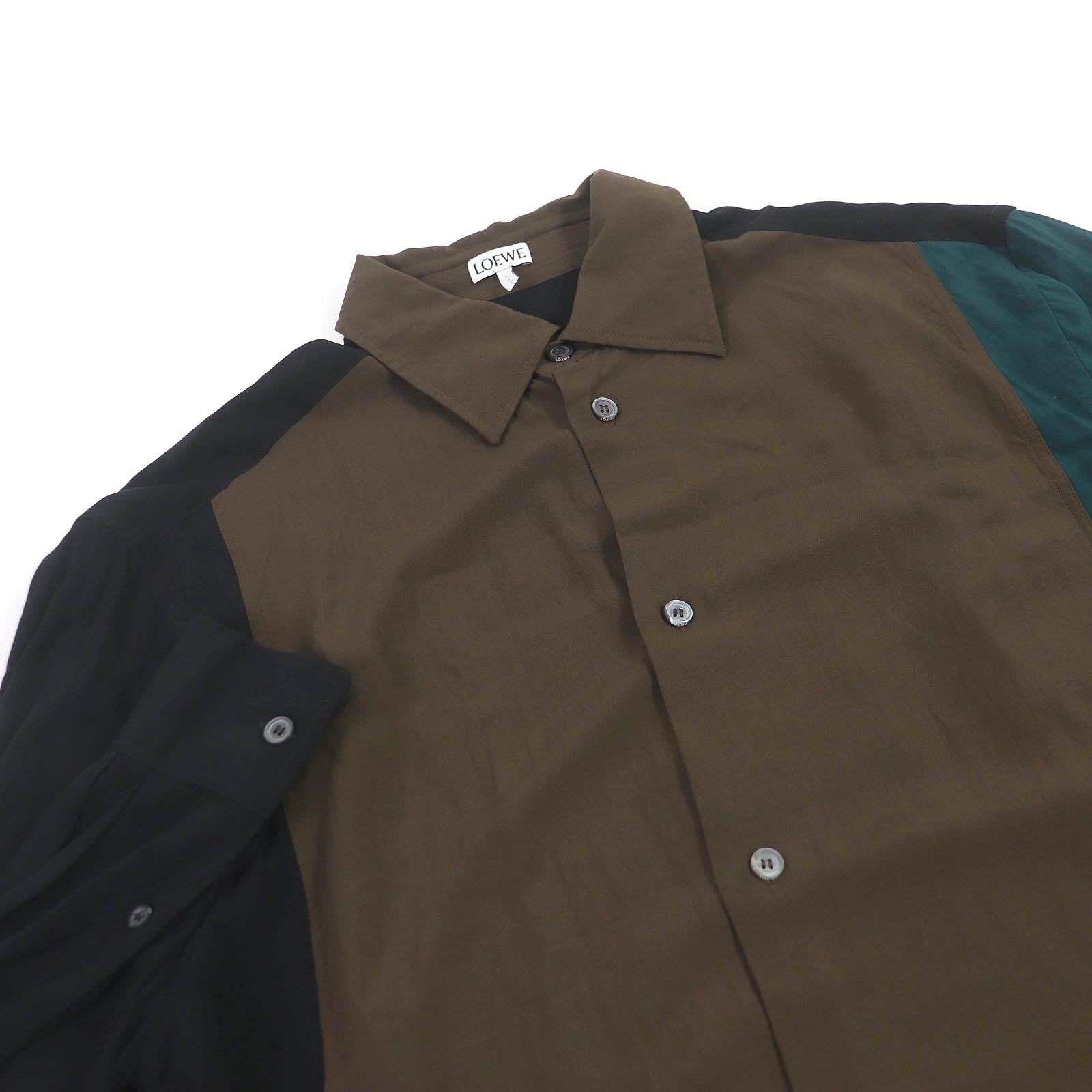 Loewe Rayon Patchwork Relax Shirt Brown