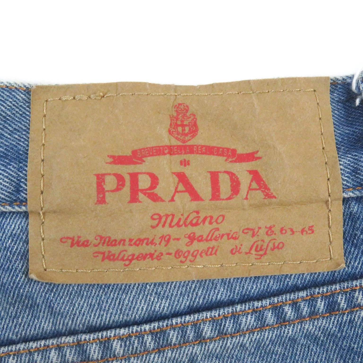 Prada Cotton Triangle Logo Denim Bermuda Shorts