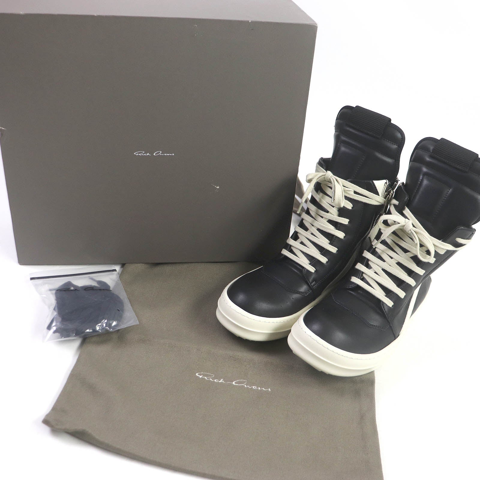 Rick Owens Geobasket Leather High Sneakers Black 43