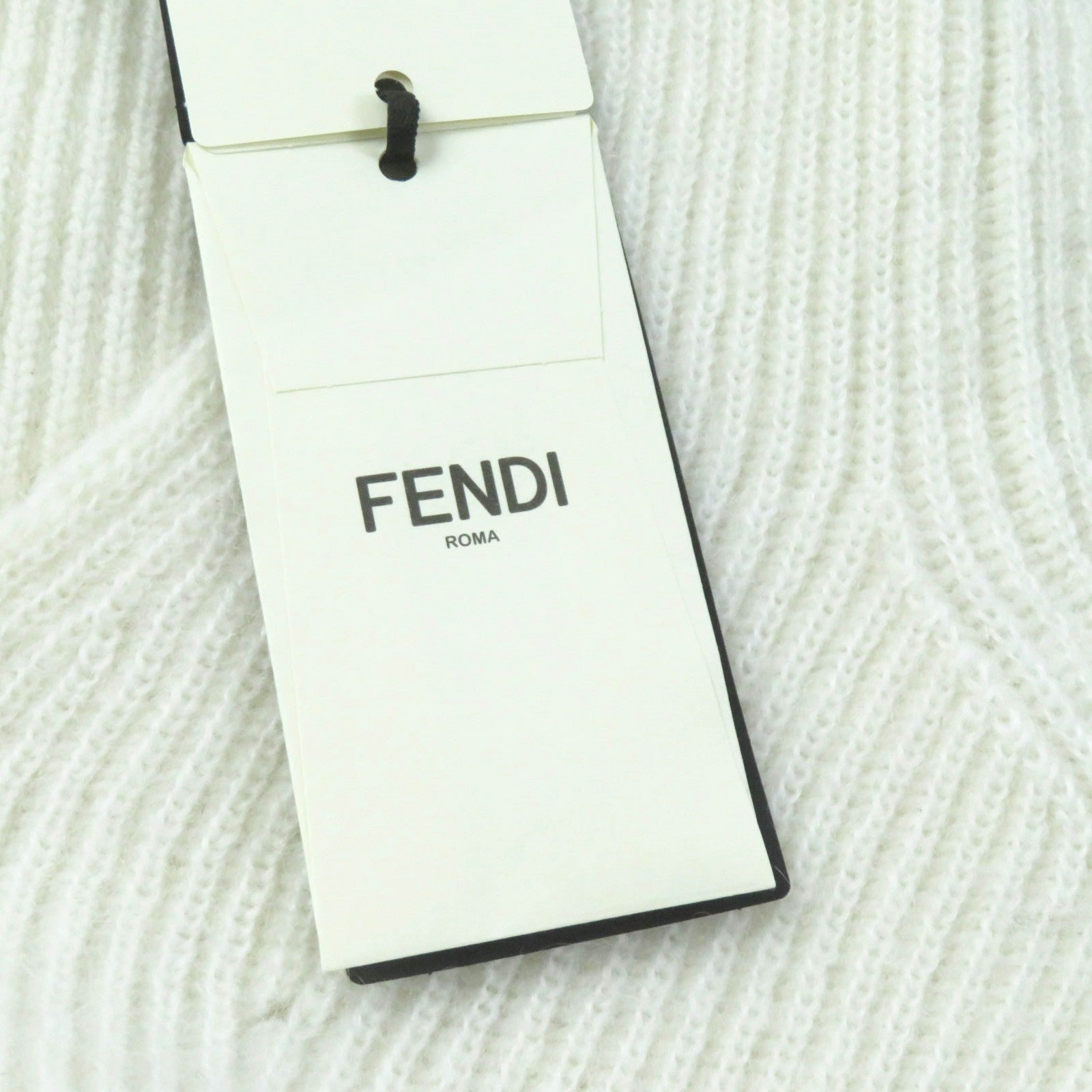 Fendi FF Logo V-Neck Knit Dress Off White