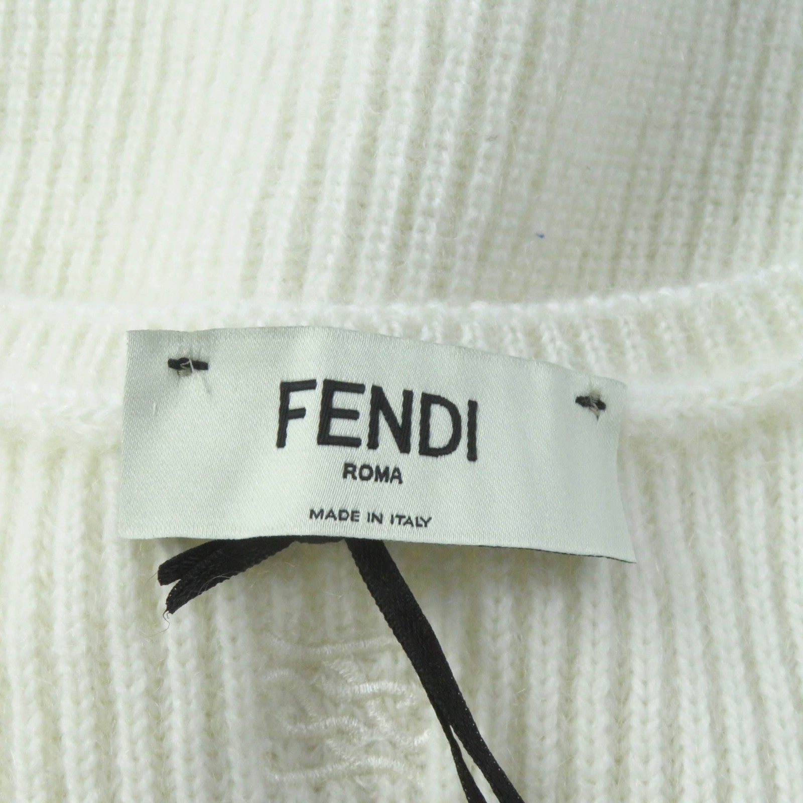 Fendi FF Logo V-Neck Knit Dress Off White