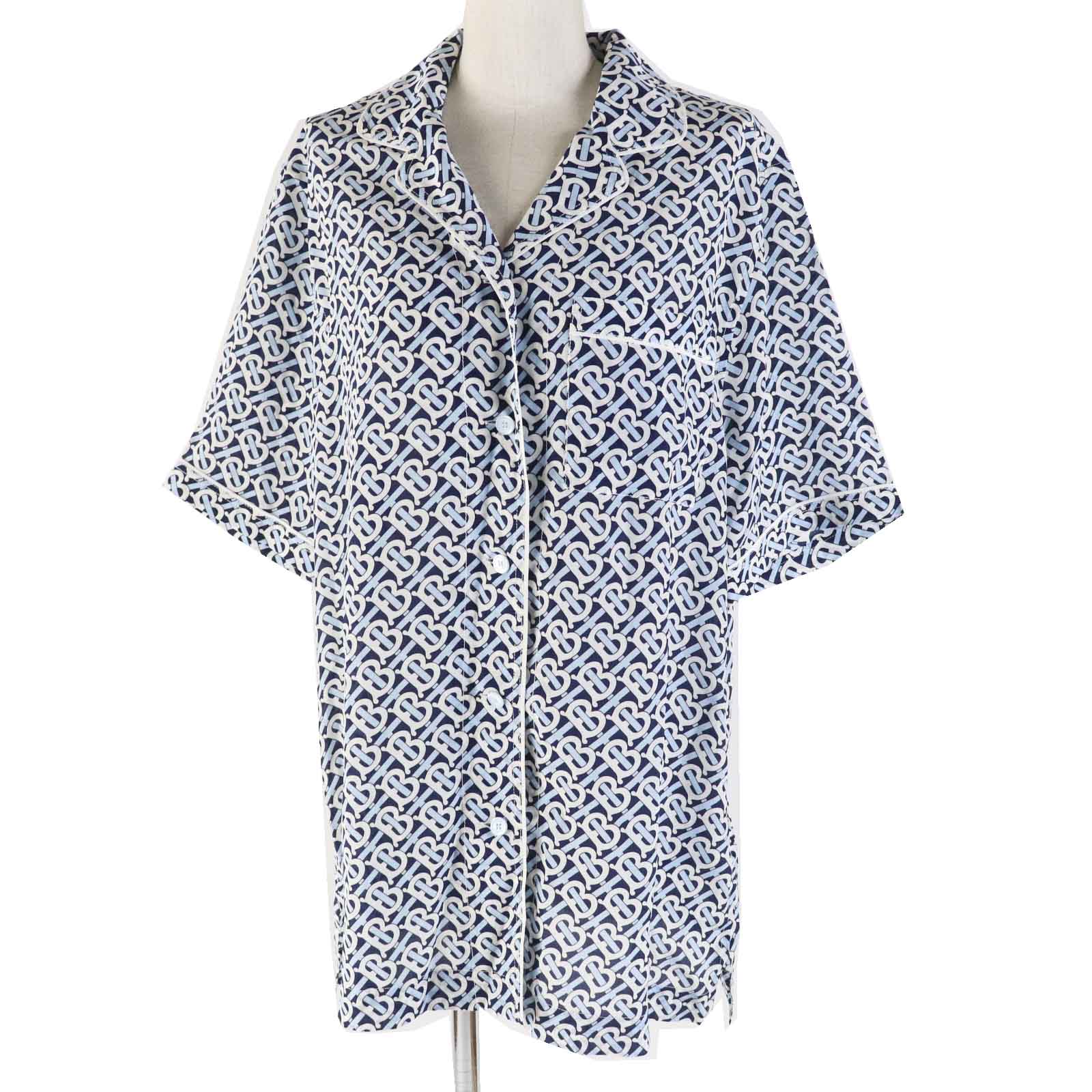 Burberry Silk Logo Button Monogram Pajama Shirt