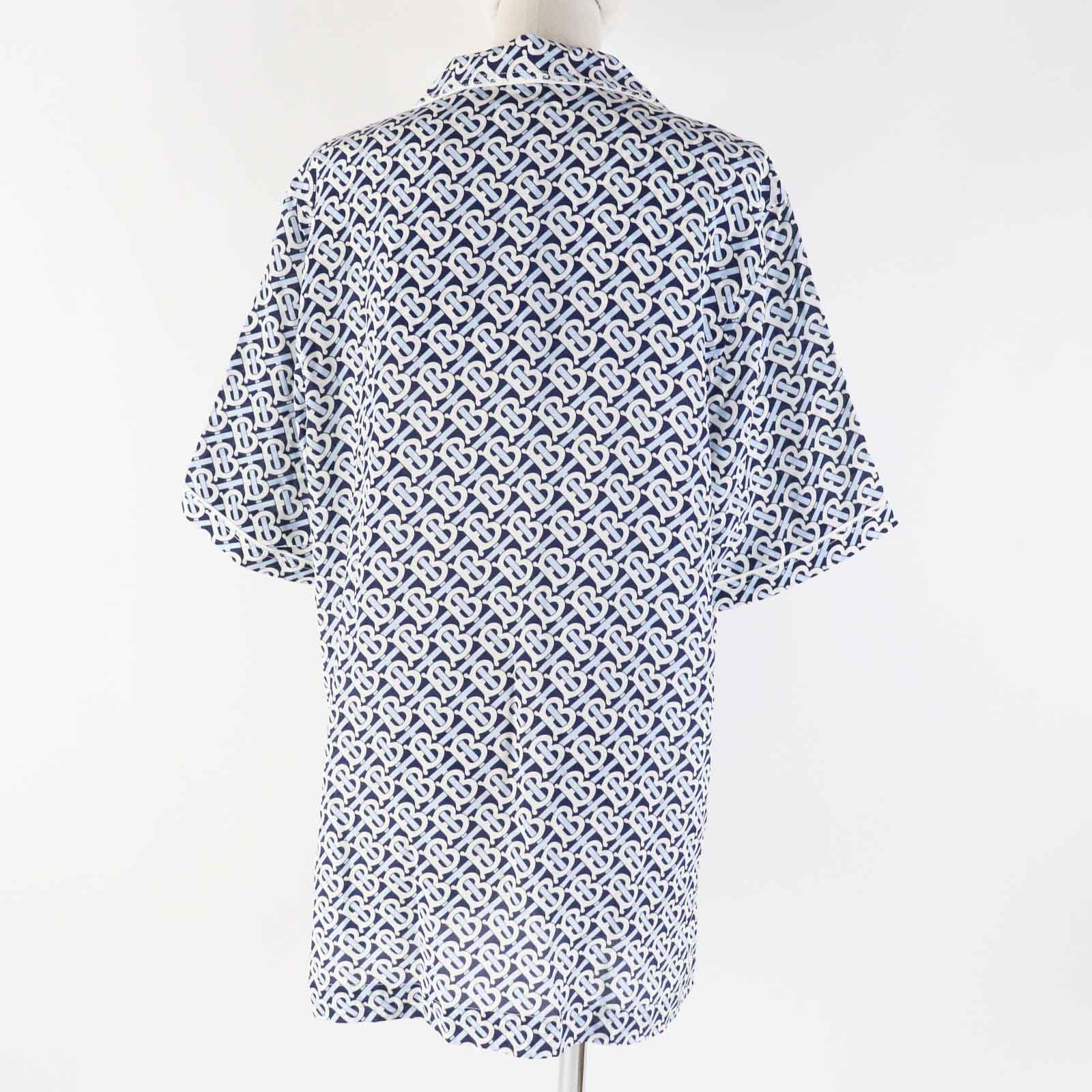 Burberry Silk Logo Button Monogram Pajama Shirt