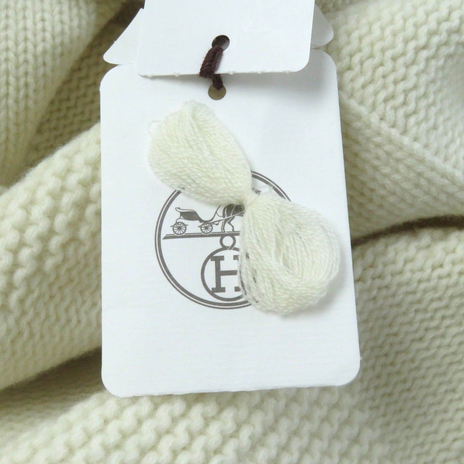 Hermes Wool H Motif Knit Poncho Ivory