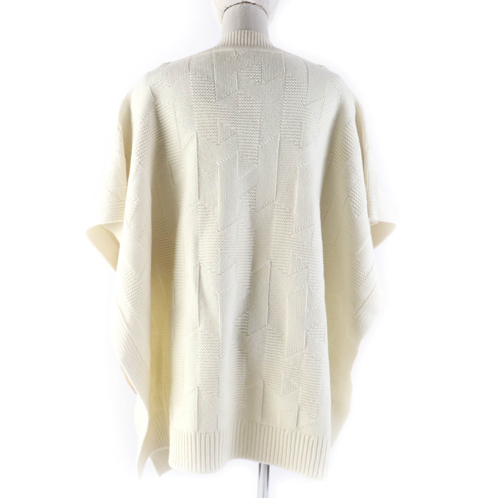 Hermes Wool H Motif Knit Poncho Ivory