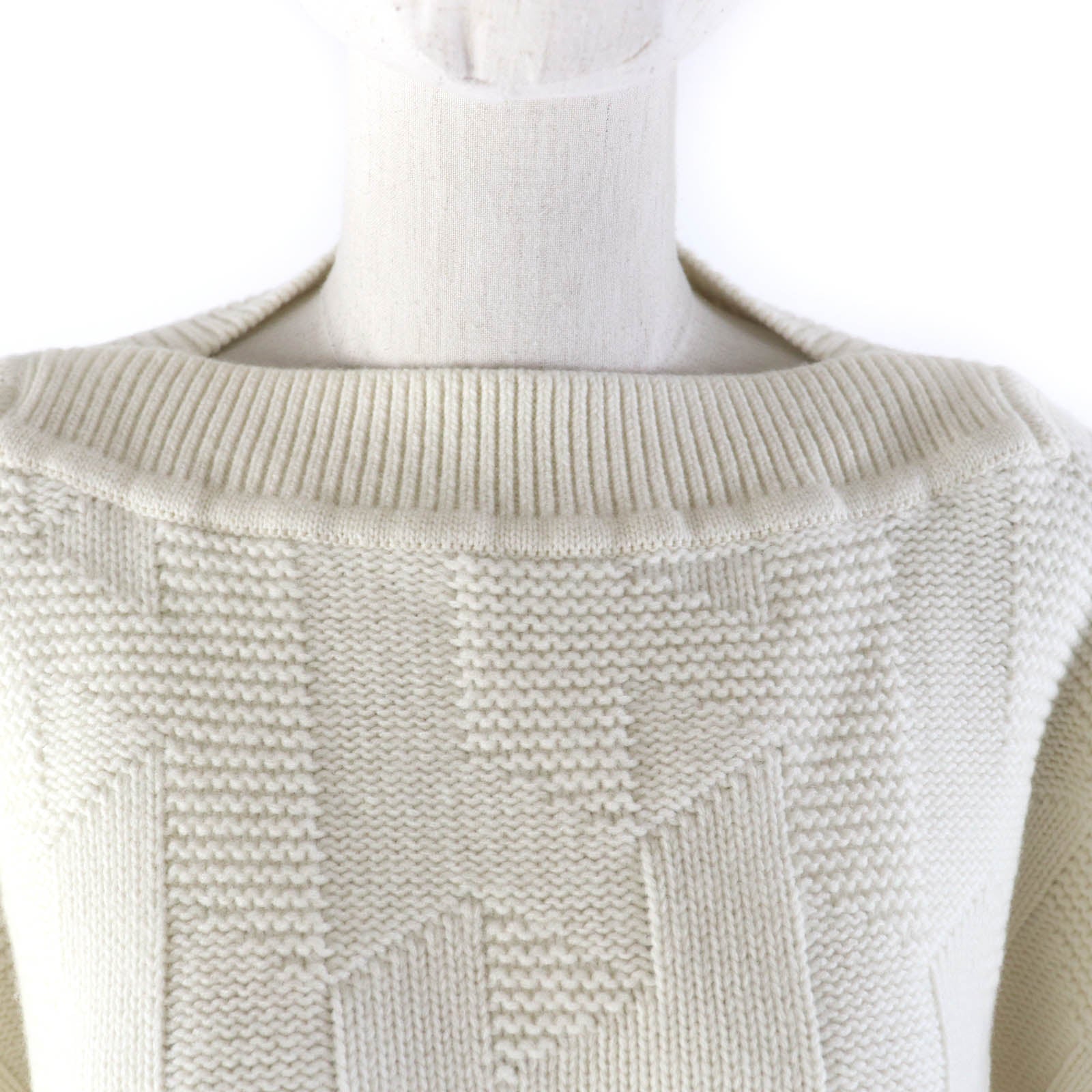 Hermes Wool H Motif Knit Poncho Ivory