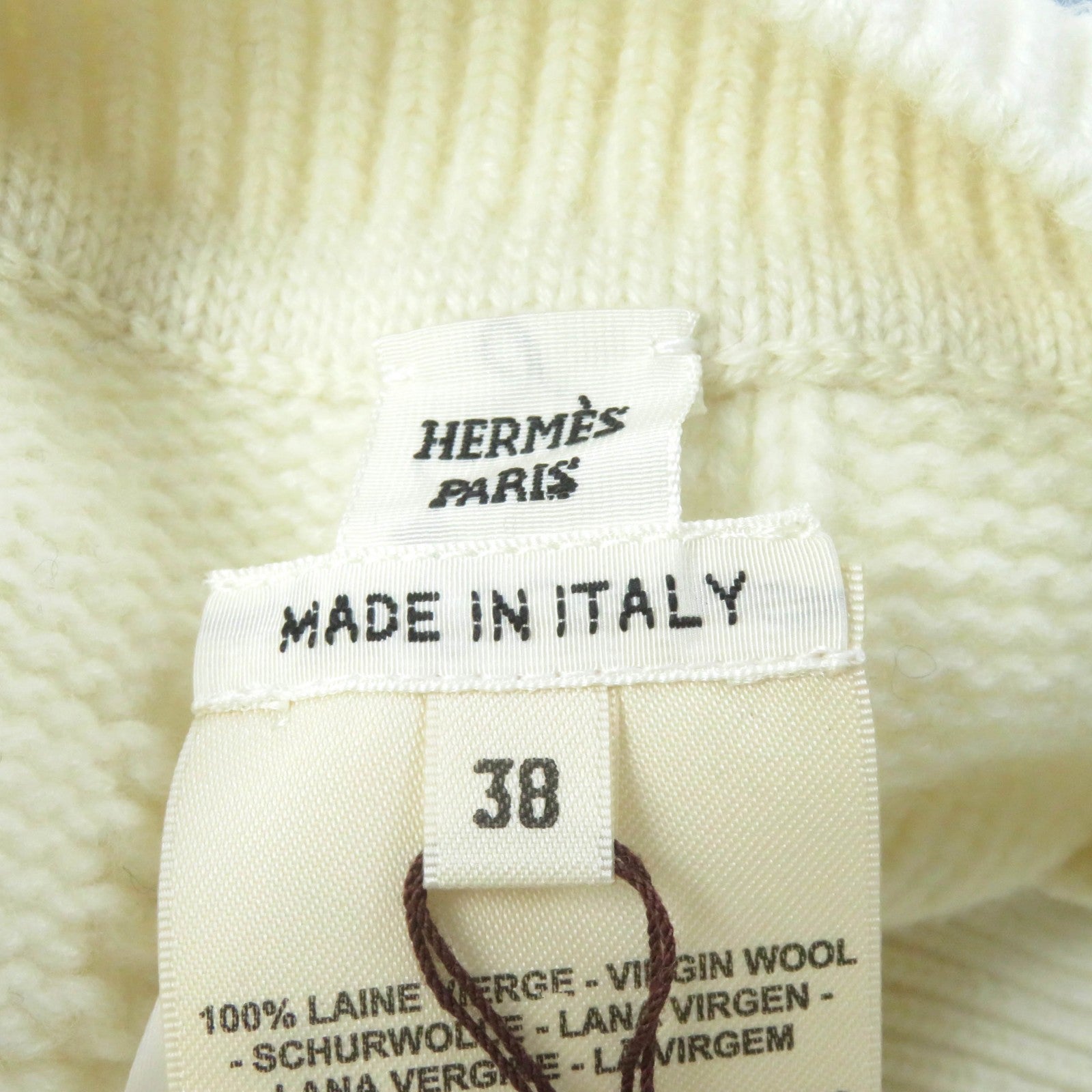 Hermes Wool H Motif Knit Poncho Ivory