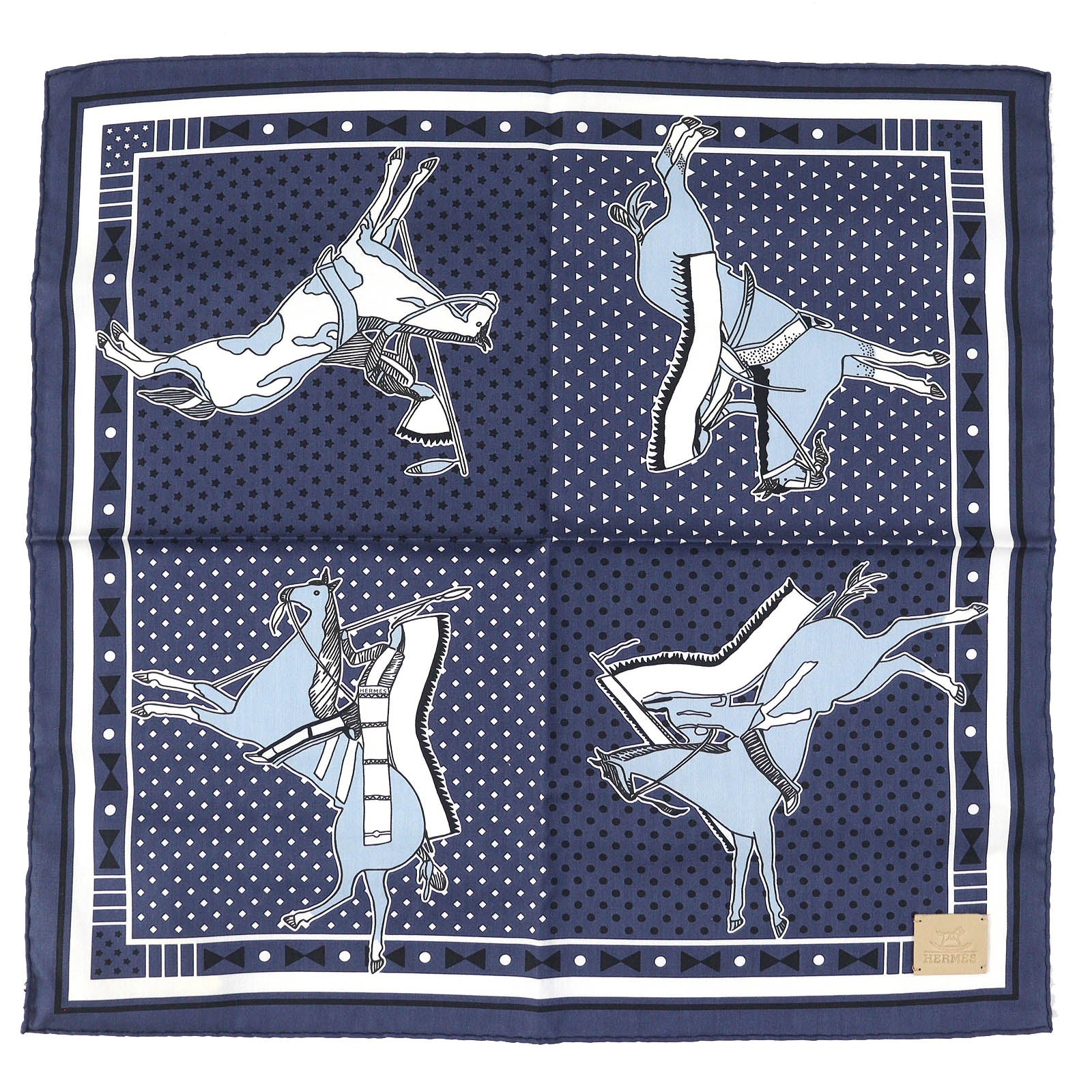 HERMES Tipi Bandana Scarf Cotton Lamb Leather