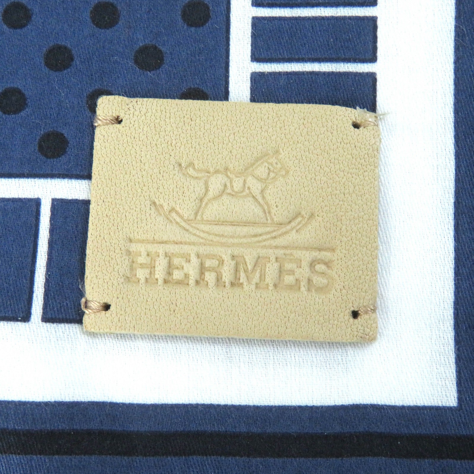 HERMES Tipi Bandana Scarf Cotton Lamb Leather