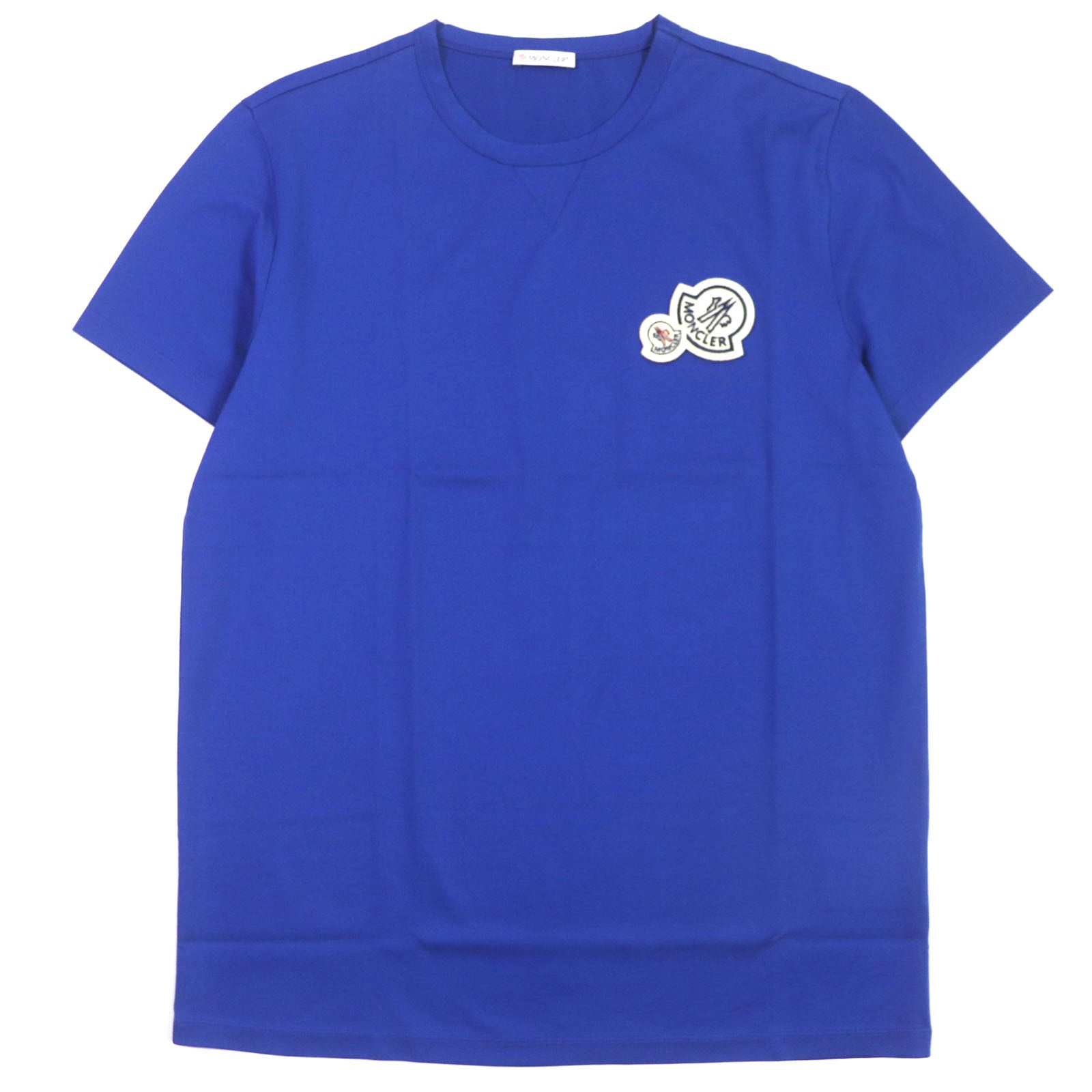 Moncler Cotton Crew Neck T-Shirt Blue L