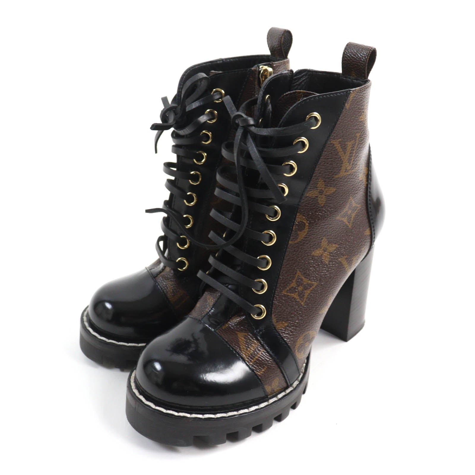 Louis Vuitton Monogram Canvas Patent Leather Ankle Boots