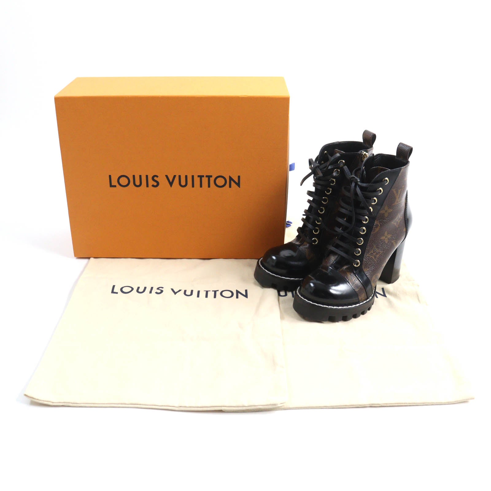 Louis Vuitton Monogram Canvas Patent Leather Ankle Boots