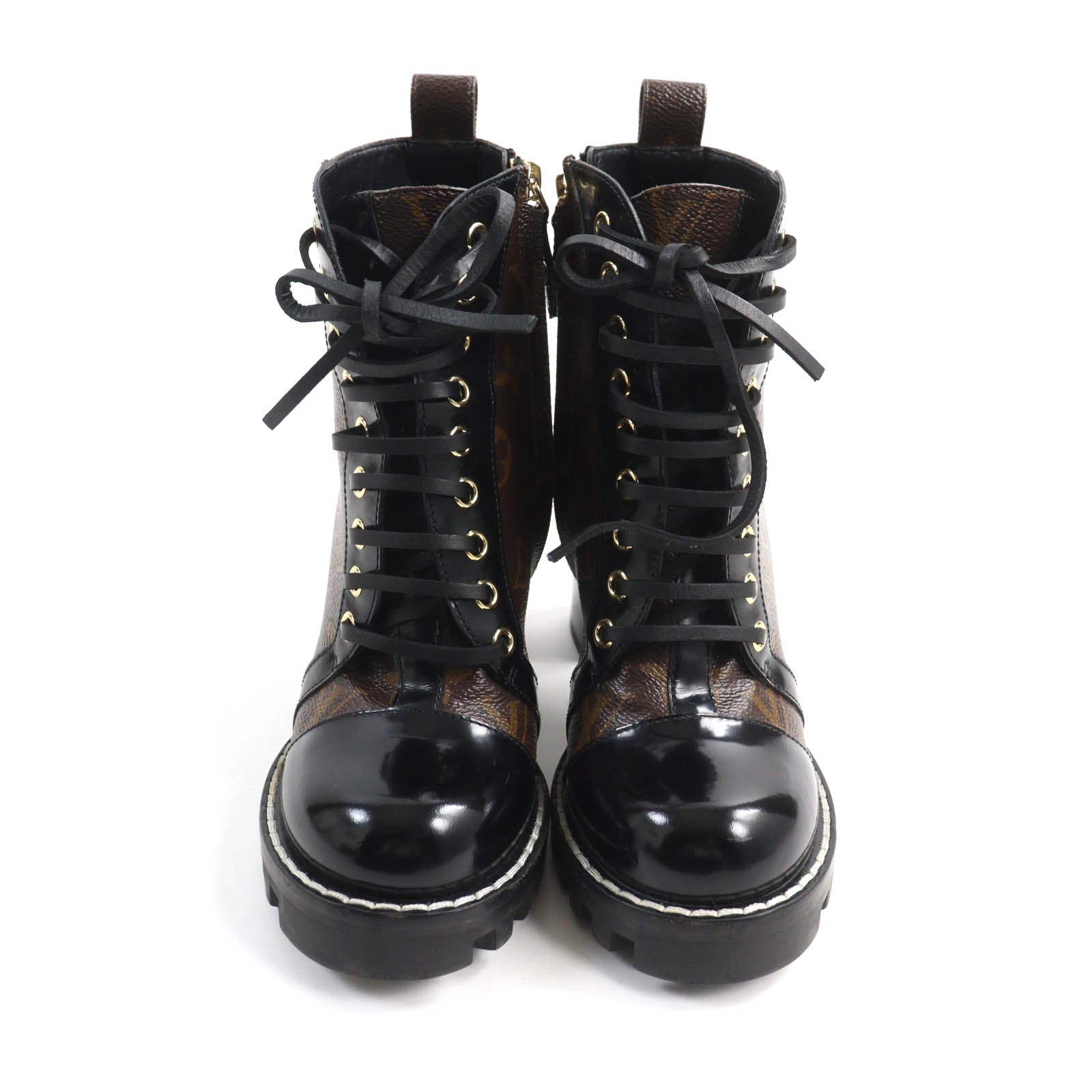 Louis Vuitton Monogram Canvas Patent Leather Ankle Boots