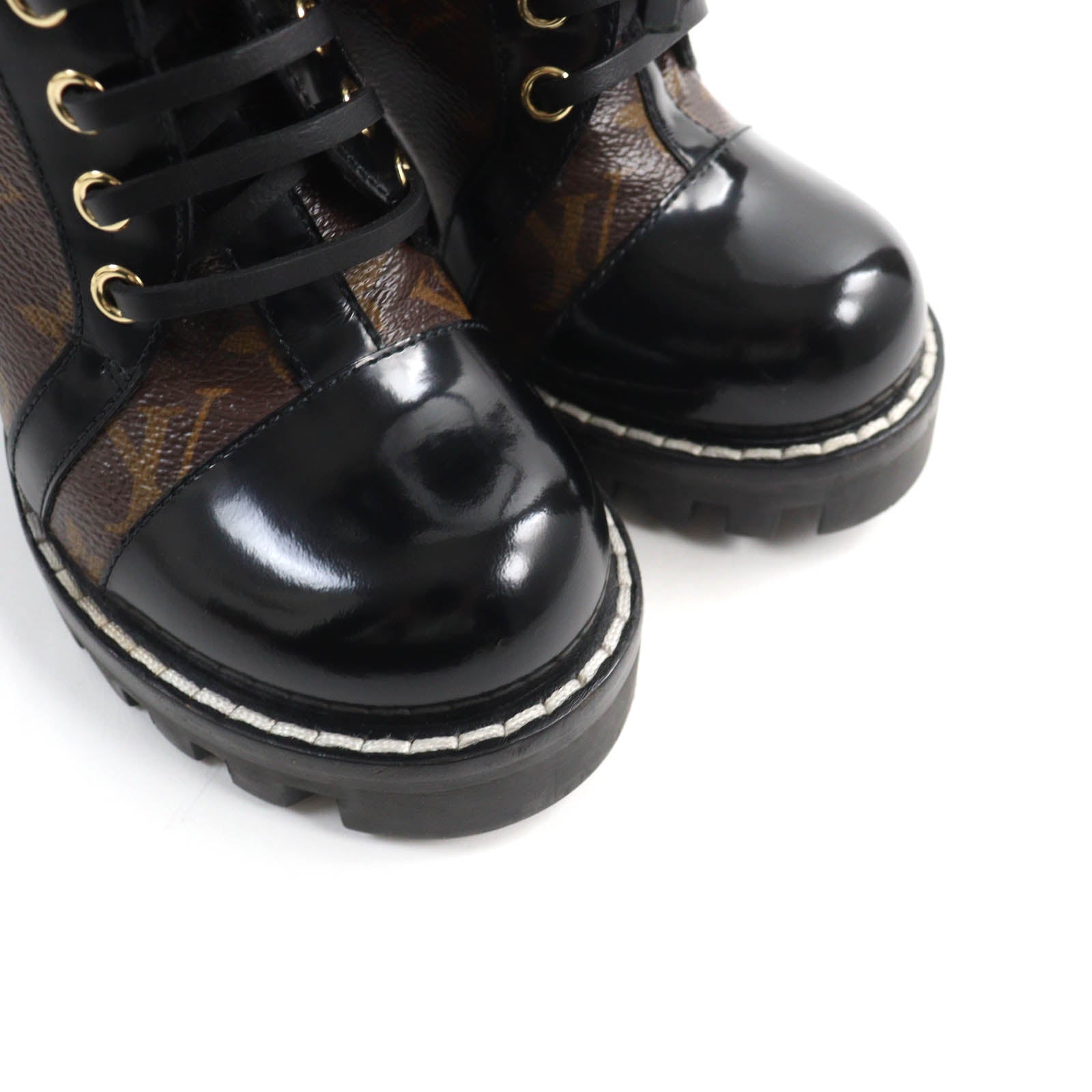 Louis Vuitton Monogram Canvas Patent Leather Ankle Boots