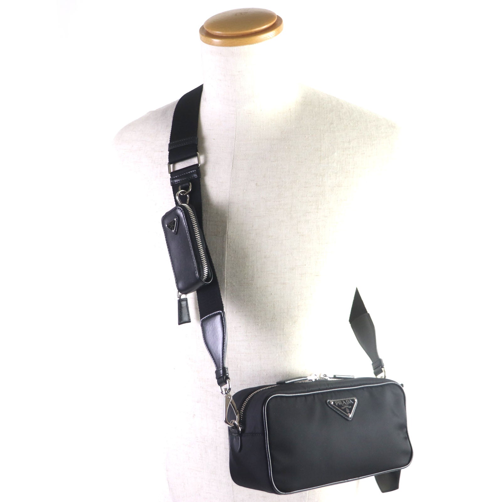 Prada Nylon Leather Shoulder Bag 1BH197