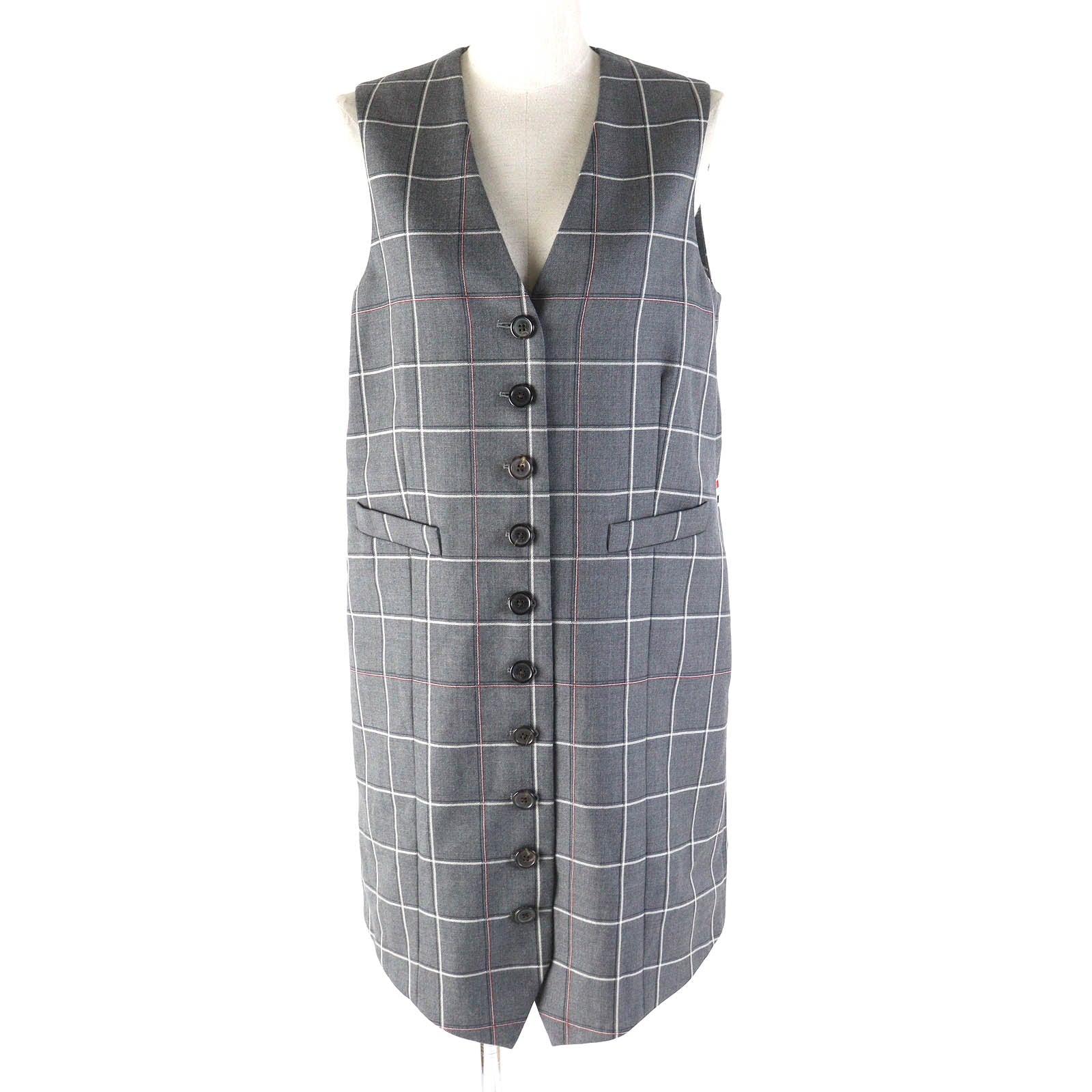 Thom Browne Wool Check Long Gilet Women