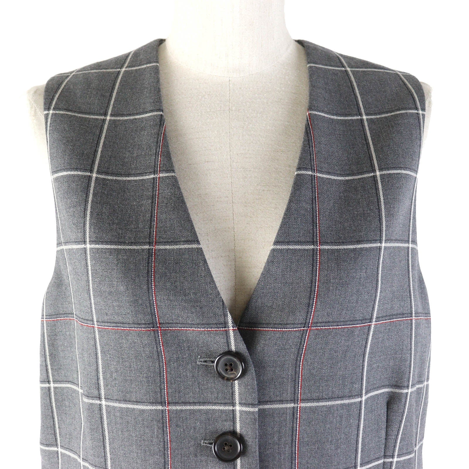 Thom Browne Wool Check Long Gilet Women