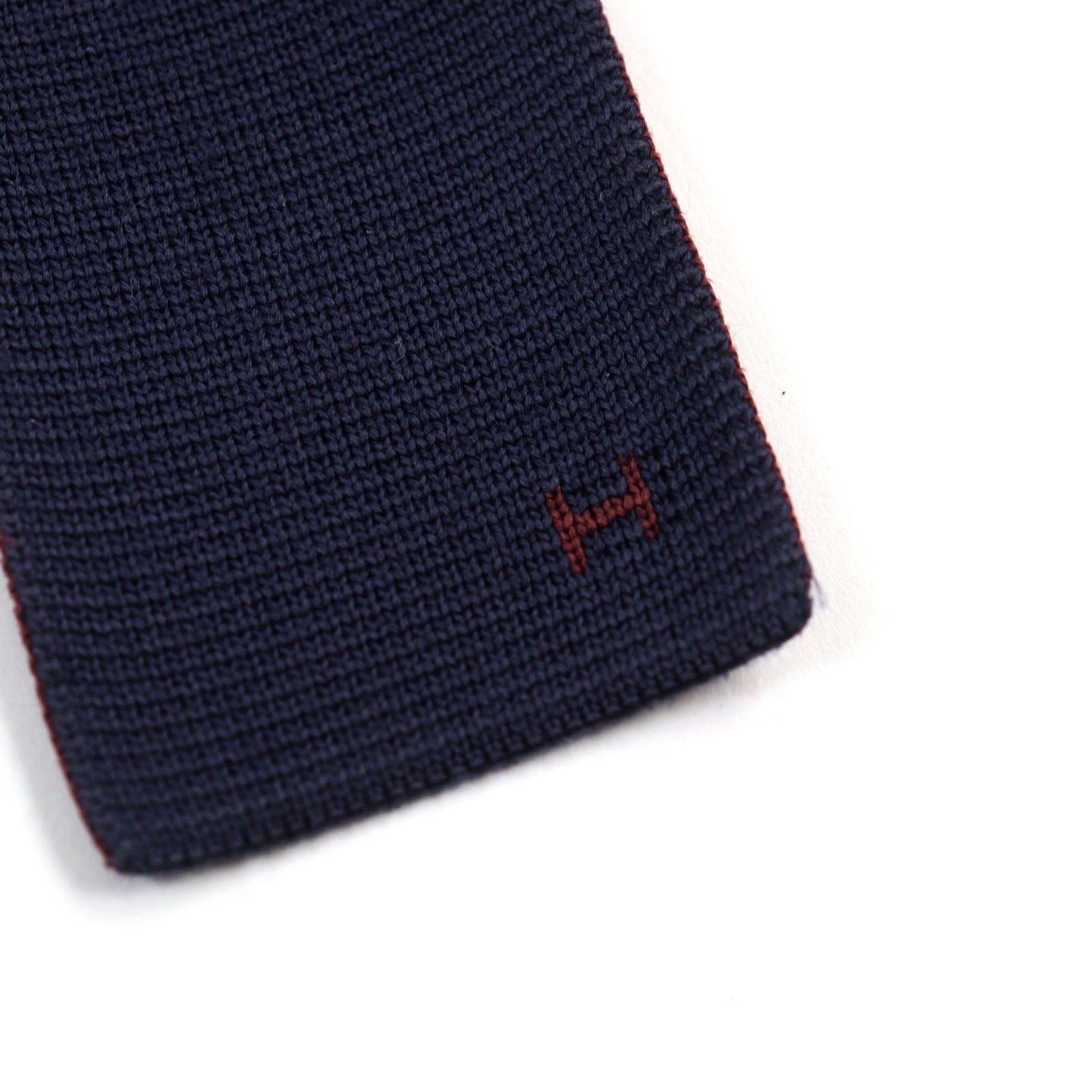 HERMES Silk Reversible 2way Knit Tie Navy