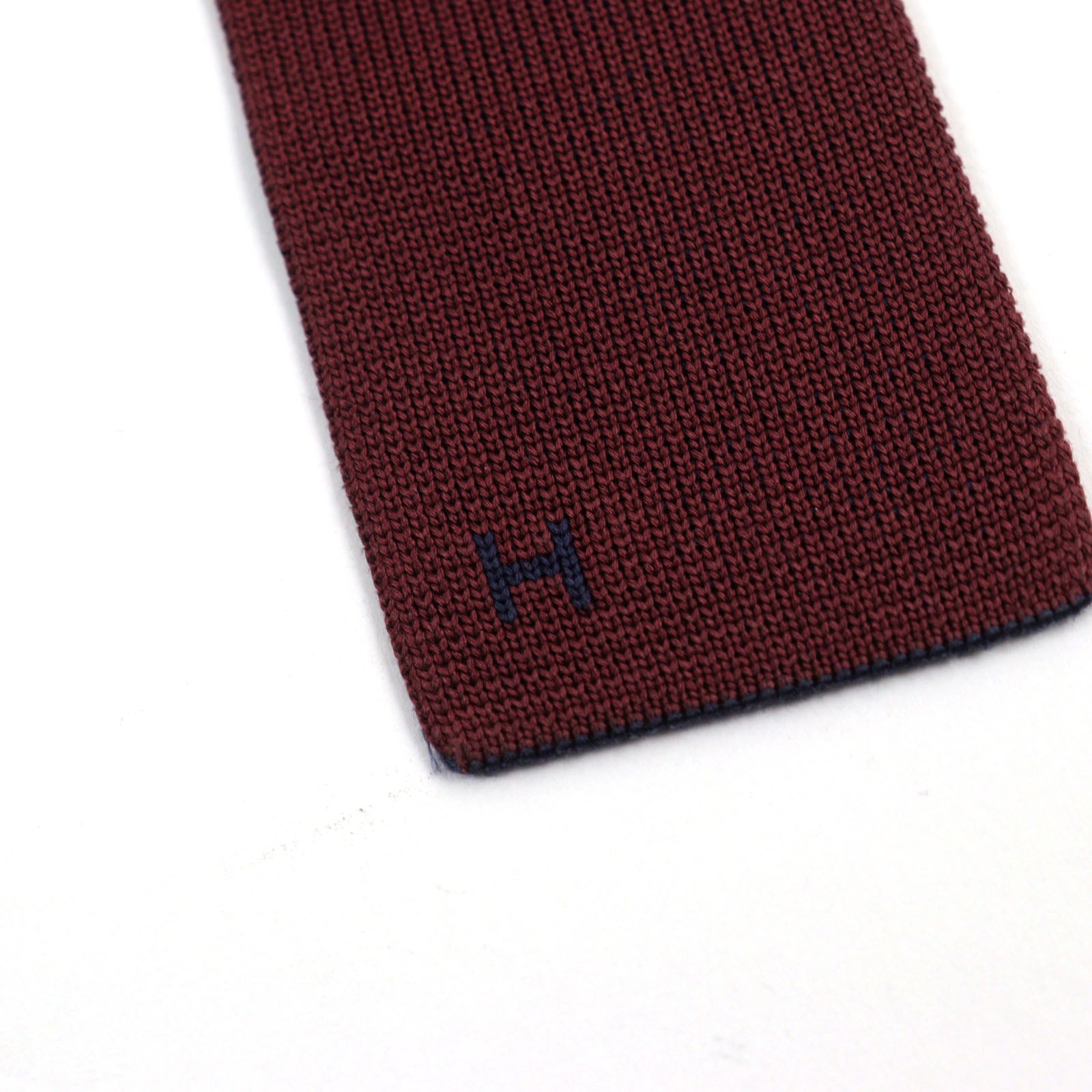 HERMES Silk Reversible 2way Knit Tie Navy