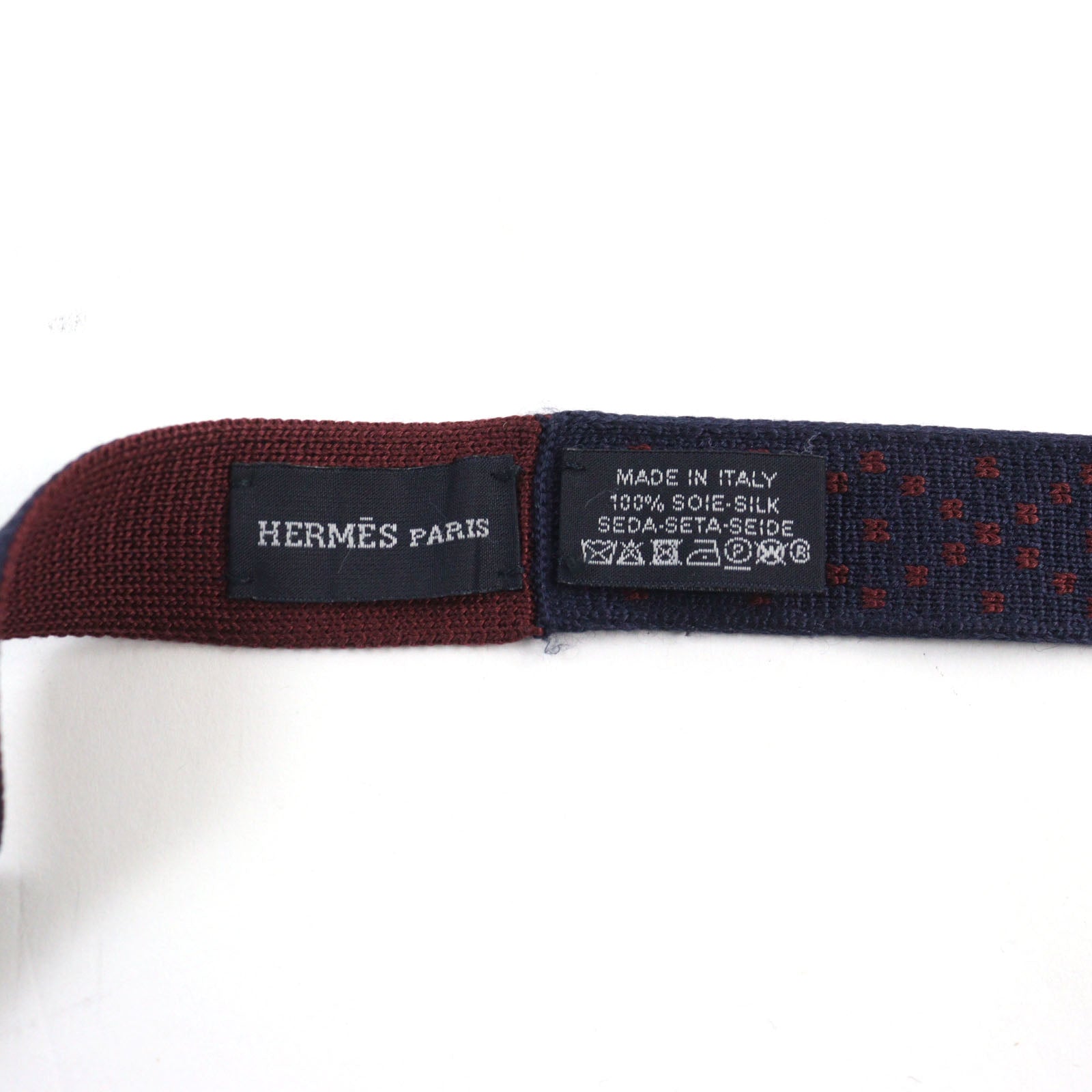 HERMES Silk Reversible 2way Knit Tie Navy