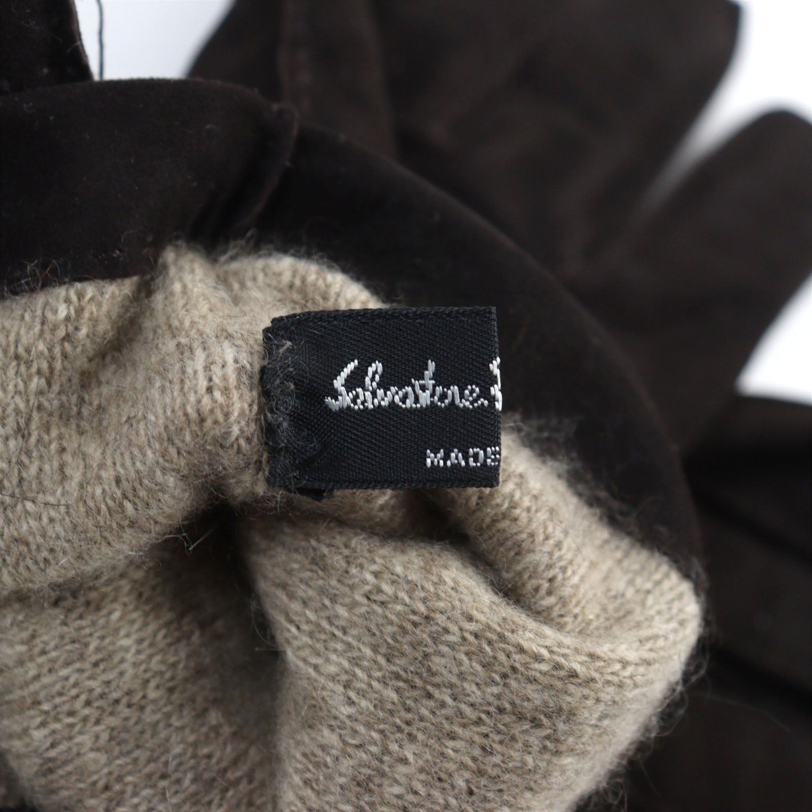 Salvatore Ferragamo Suede Leather Cashmere Gloves