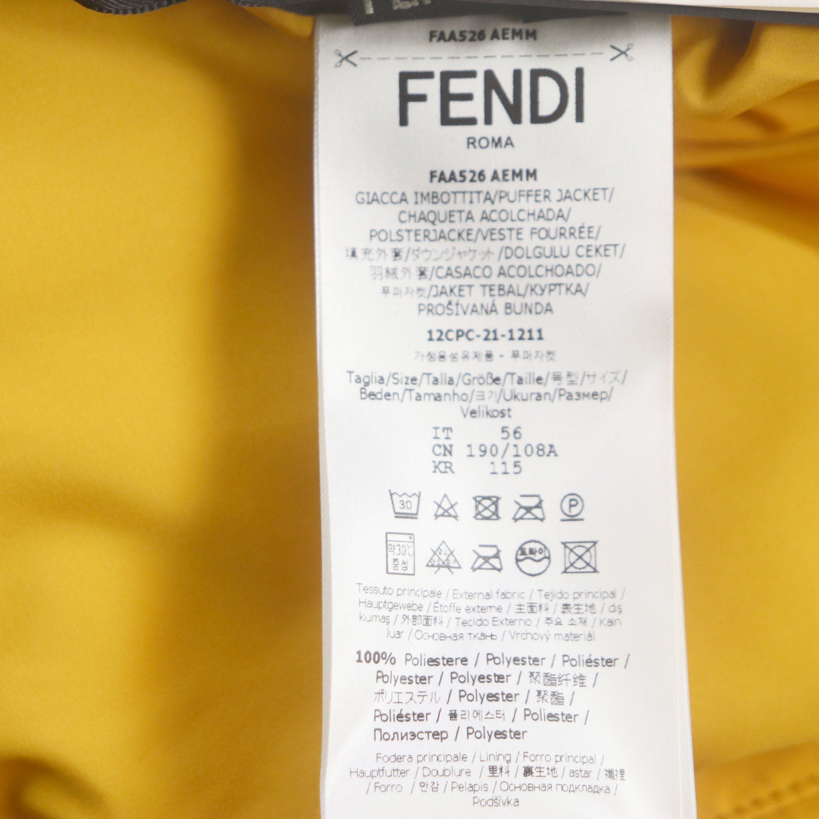 Fendi Reversible Down Jacket Black Orange