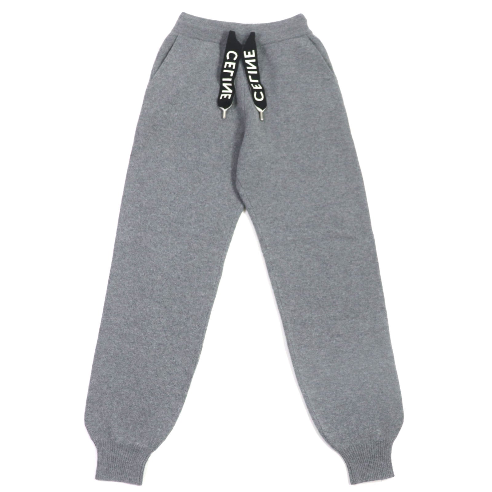 Celine Wool Cashmere Logo Knit Jogger Pants