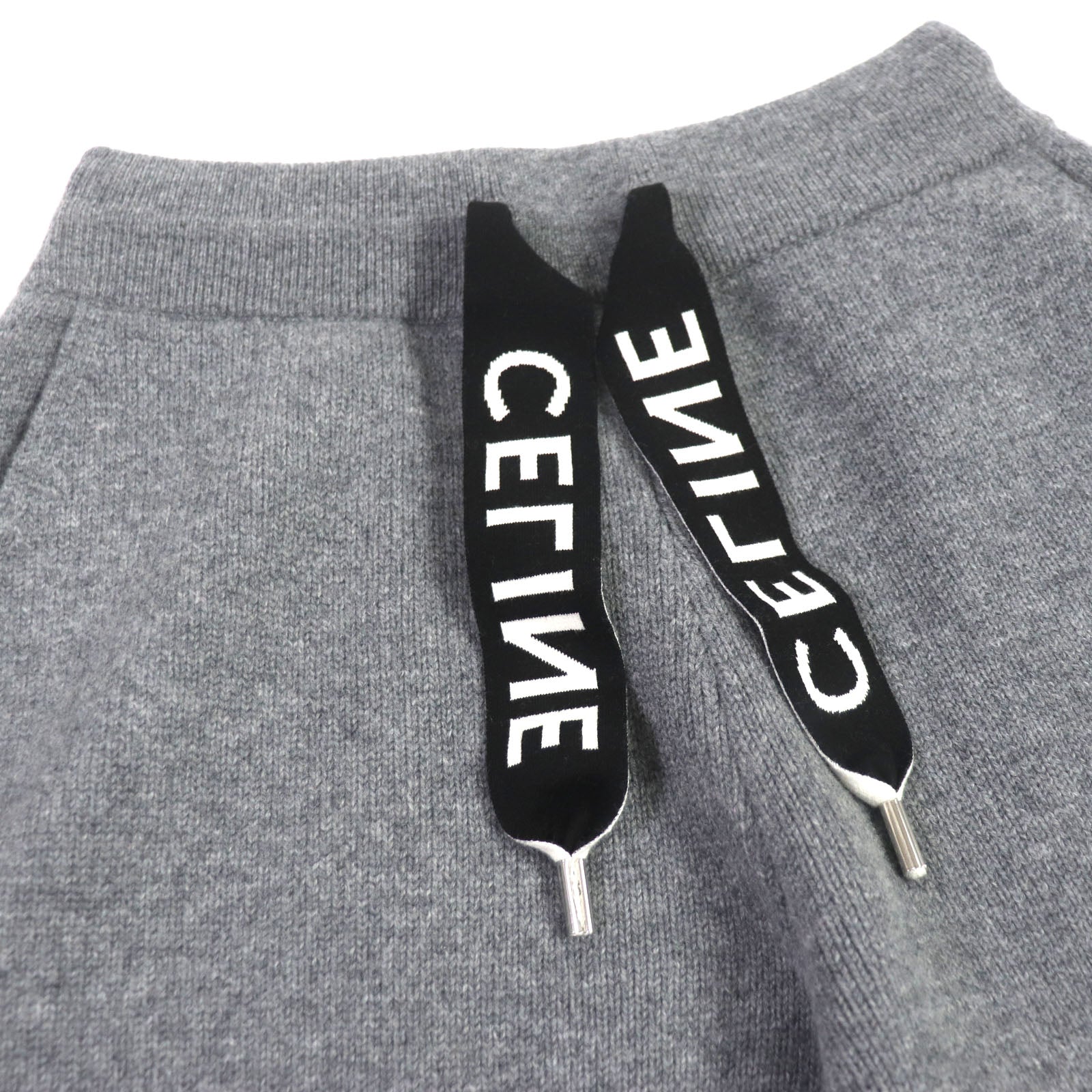 Celine Wool Cashmere Logo Knit Jogger Pants