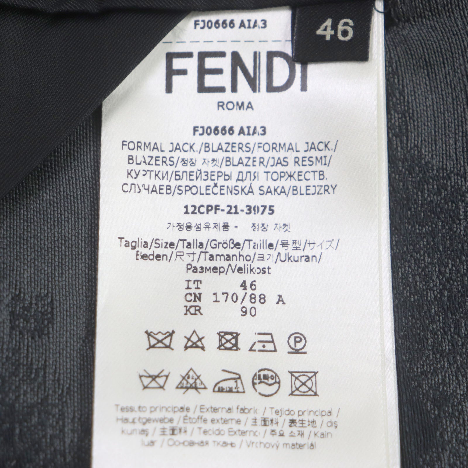 Fendi Linen Cotton Silk Jacket Black Navy 46