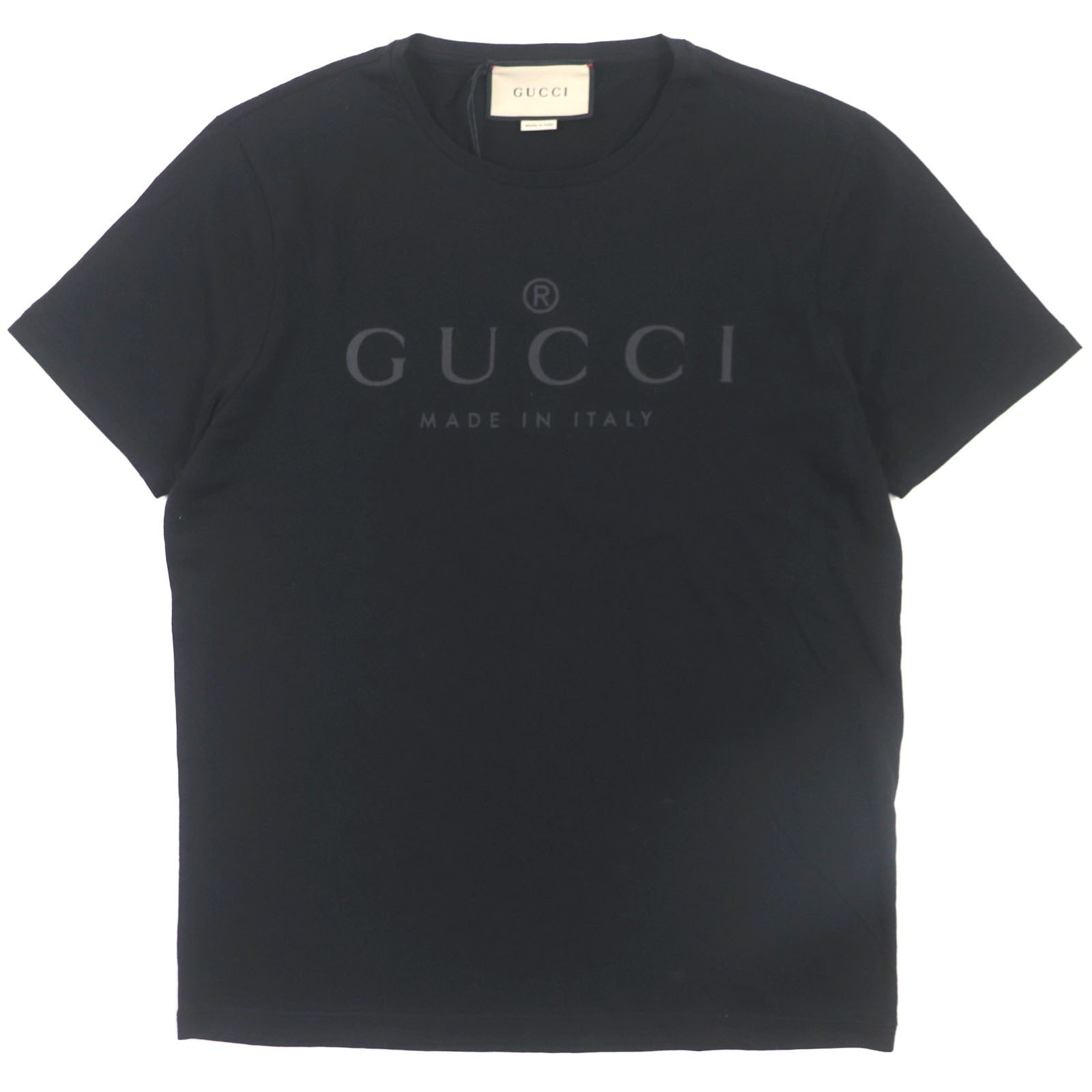 GUCCI Logo Print Crew Neck T-Shirt Black M