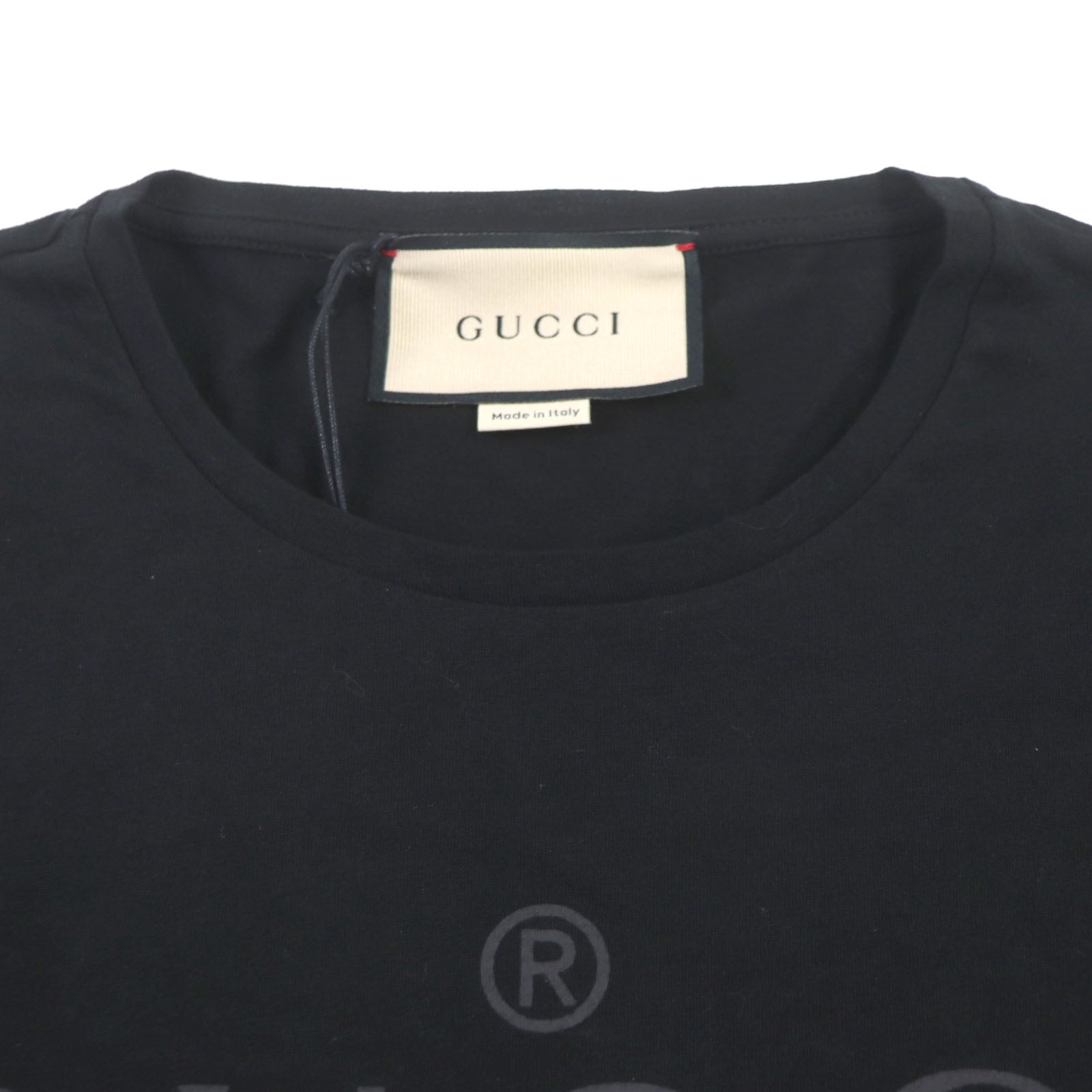 GUCCI Logo Print Crew Neck T-Shirt Black M