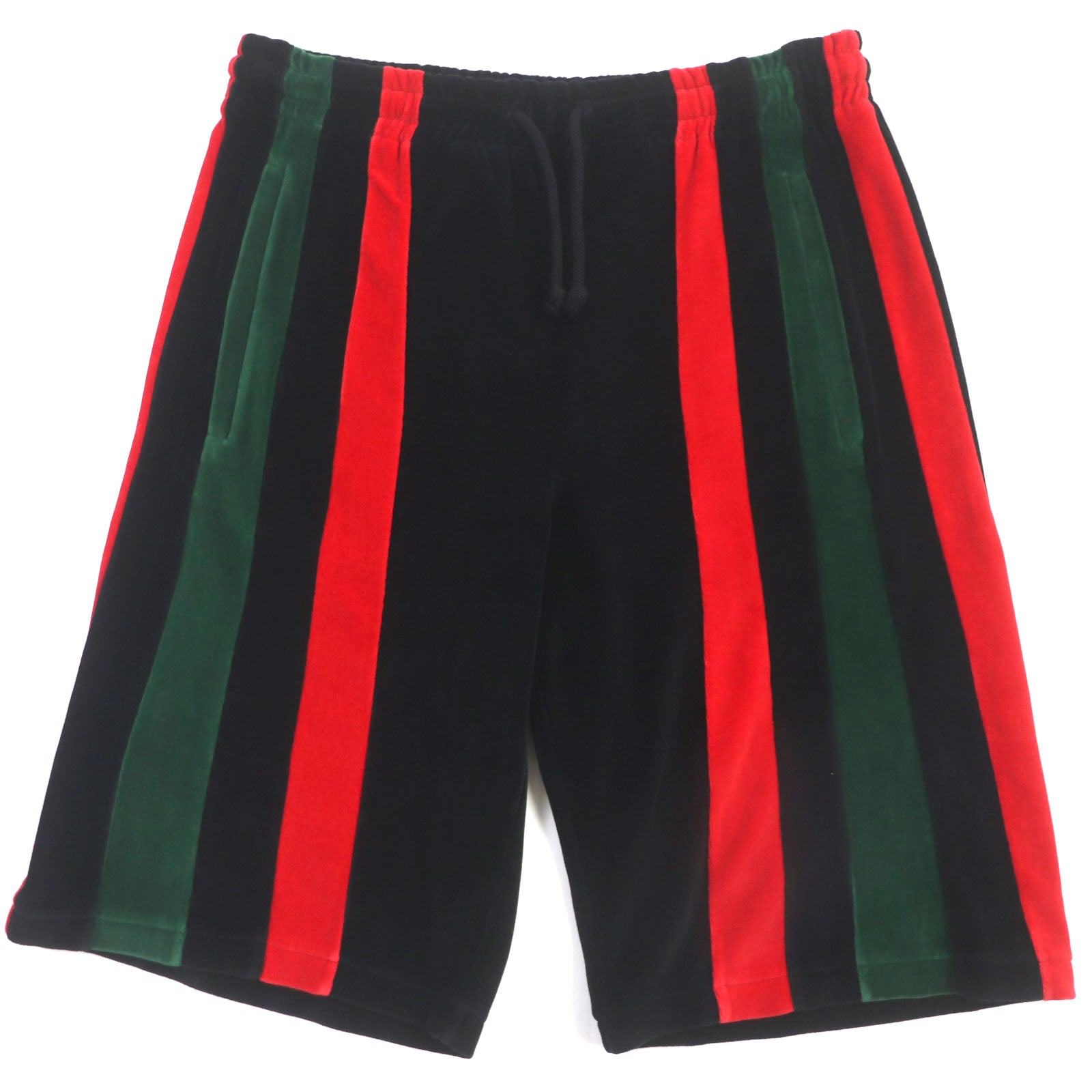 GUCCI Velour Shorts Black Red Green S