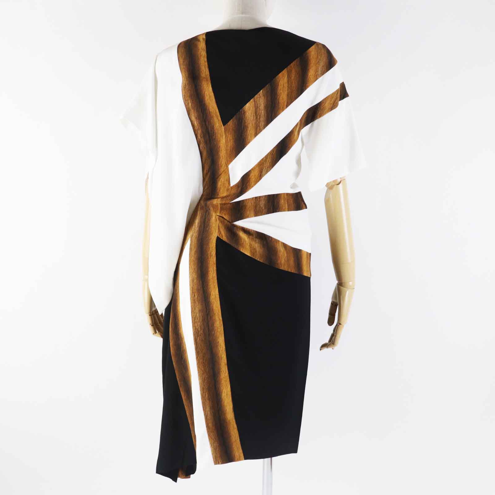 Burberry Silk Asymmetrical Fur Print Dress