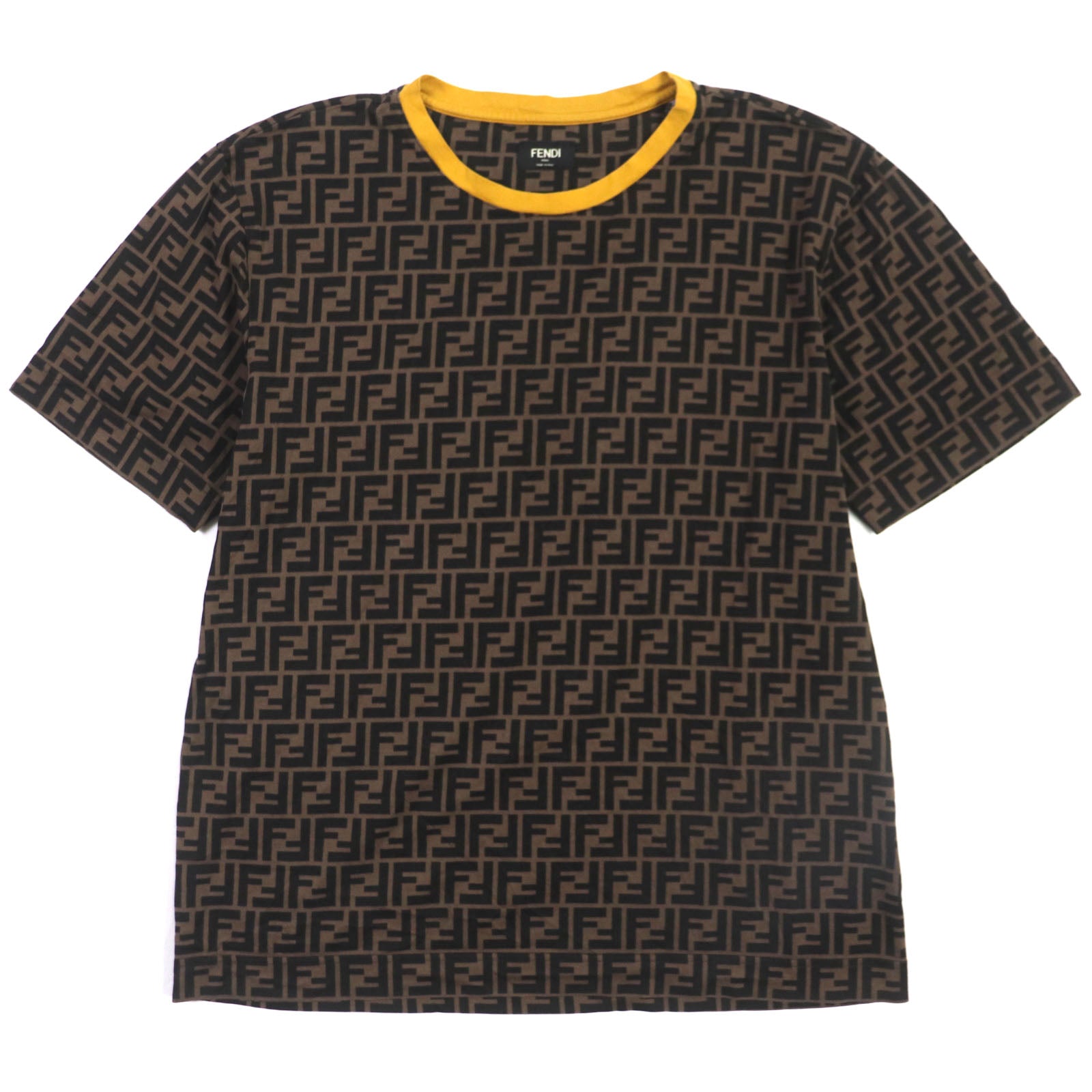 Fendi Cotton FF Logo Crew Neck T-Shirt Brown L