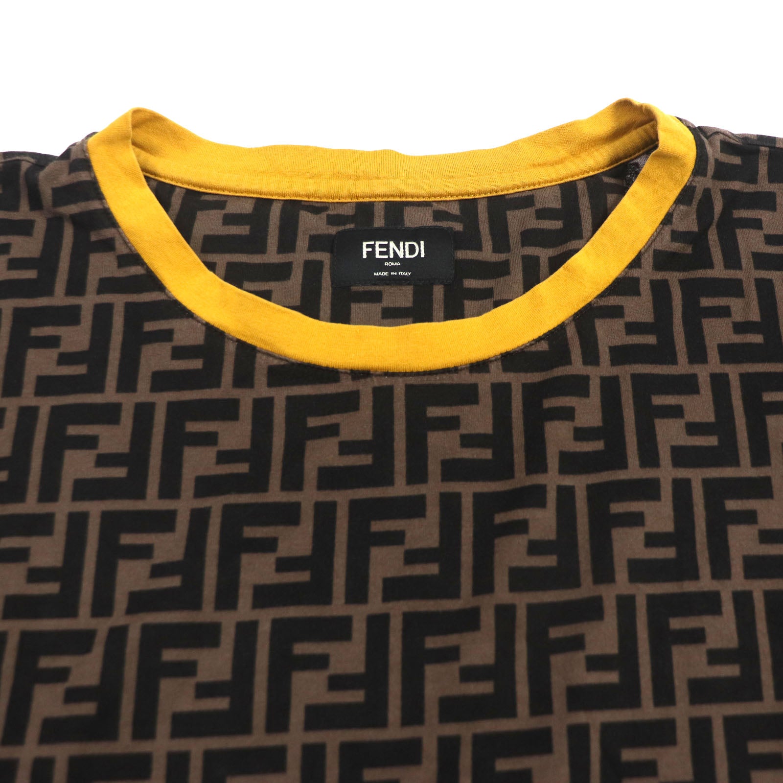 Fendi Cotton FF Logo Crew Neck T-Shirt Brown L