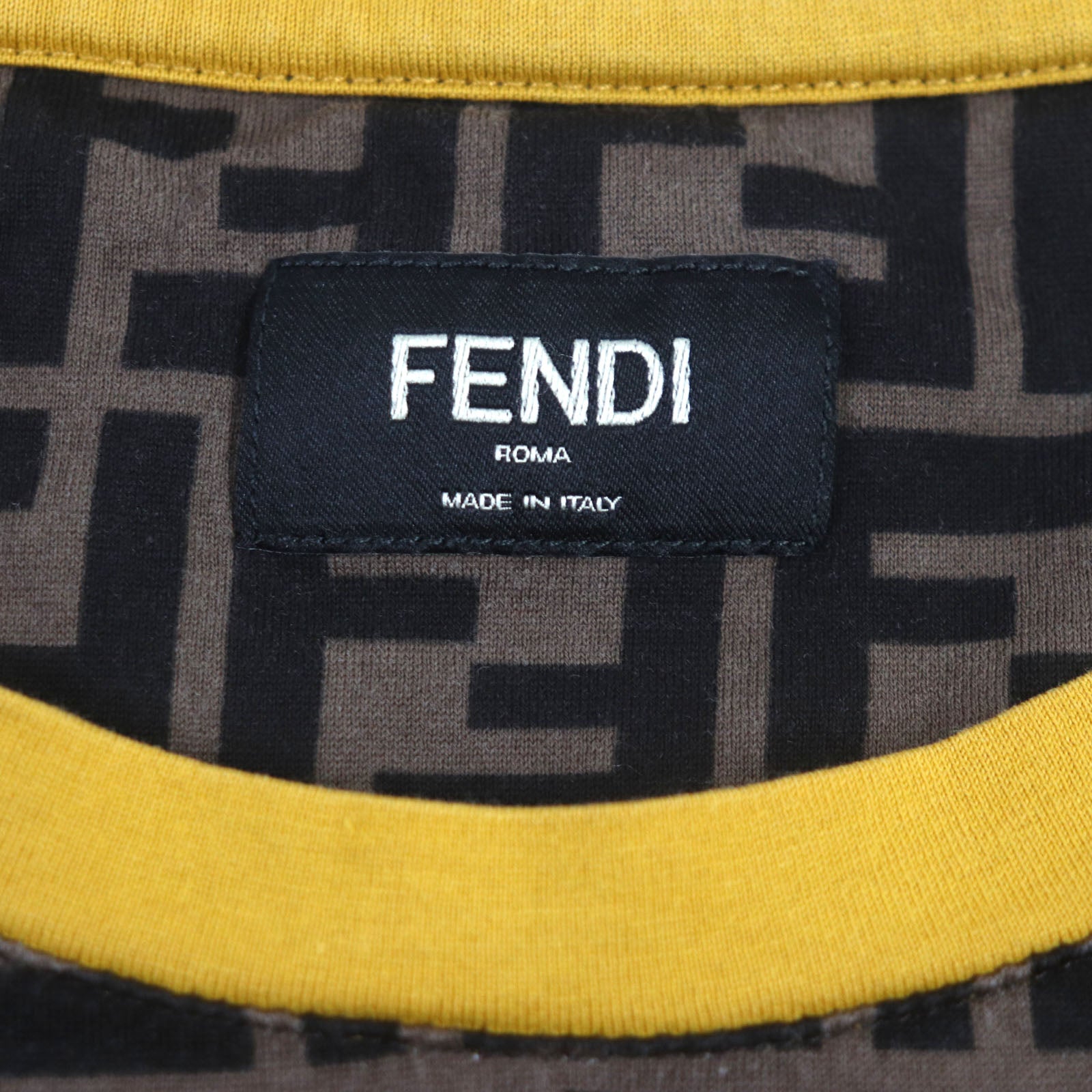 Fendi Cotton FF Logo Crew Neck T-Shirt Brown L