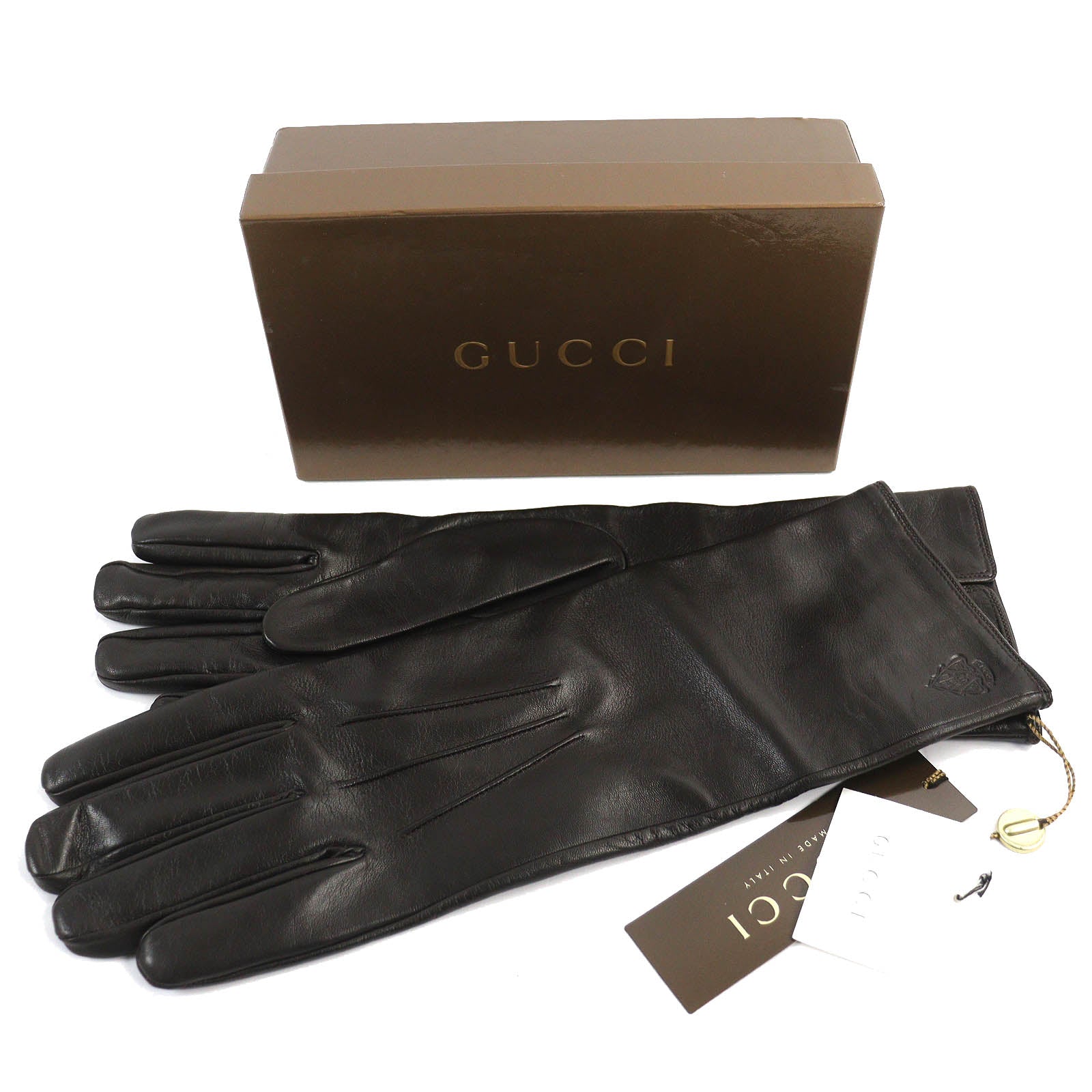 Gucci Lamb Leather Cashmere Long Gloves